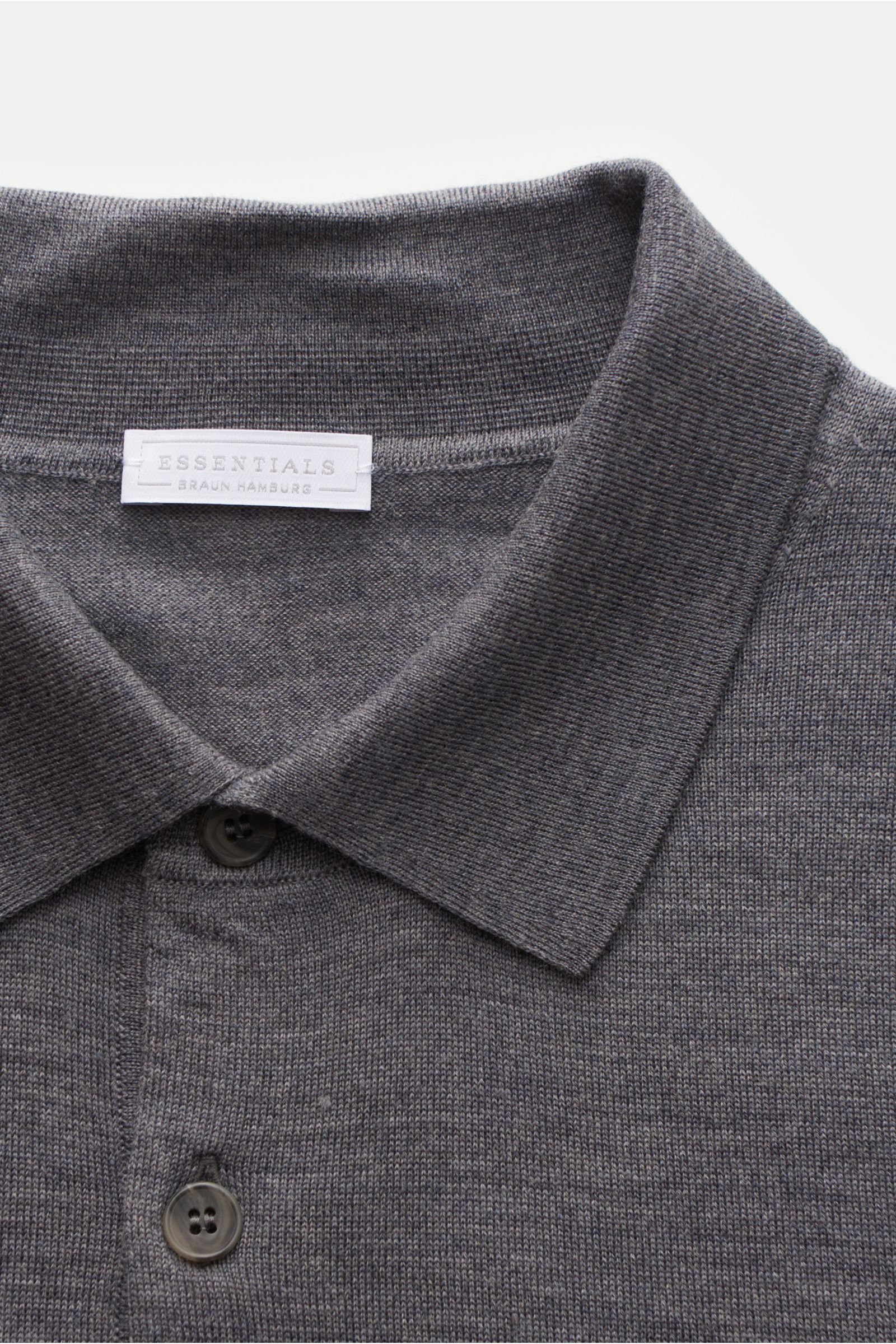 BRAUN Hamburg Essentials Merino Strickpolo dunkelgrau