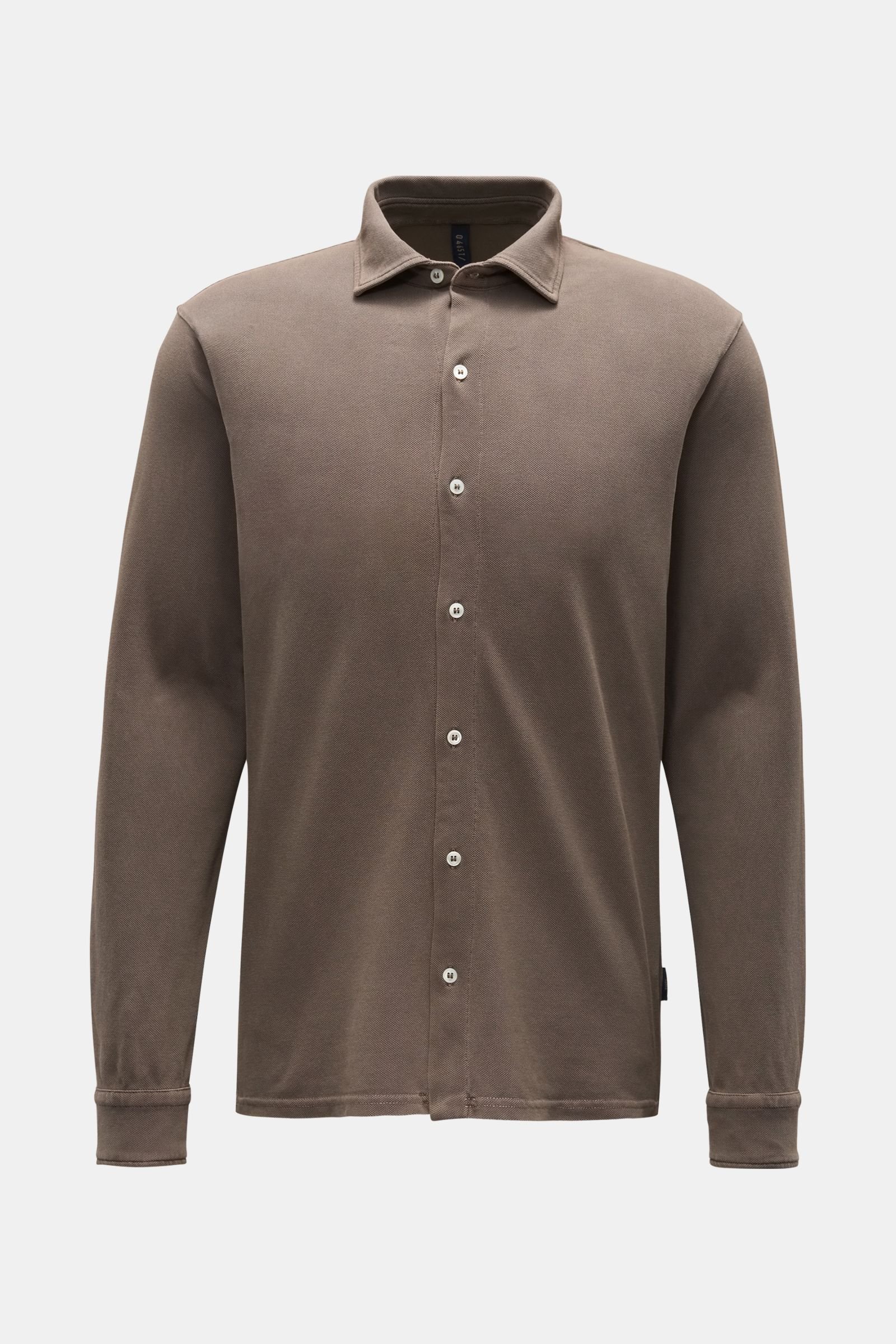 Piqué shirt slim collar grey-brown