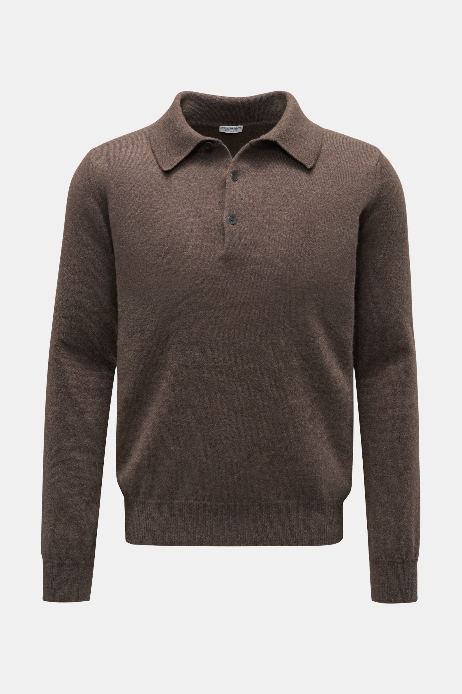 Cashmere knit polo grey-brown