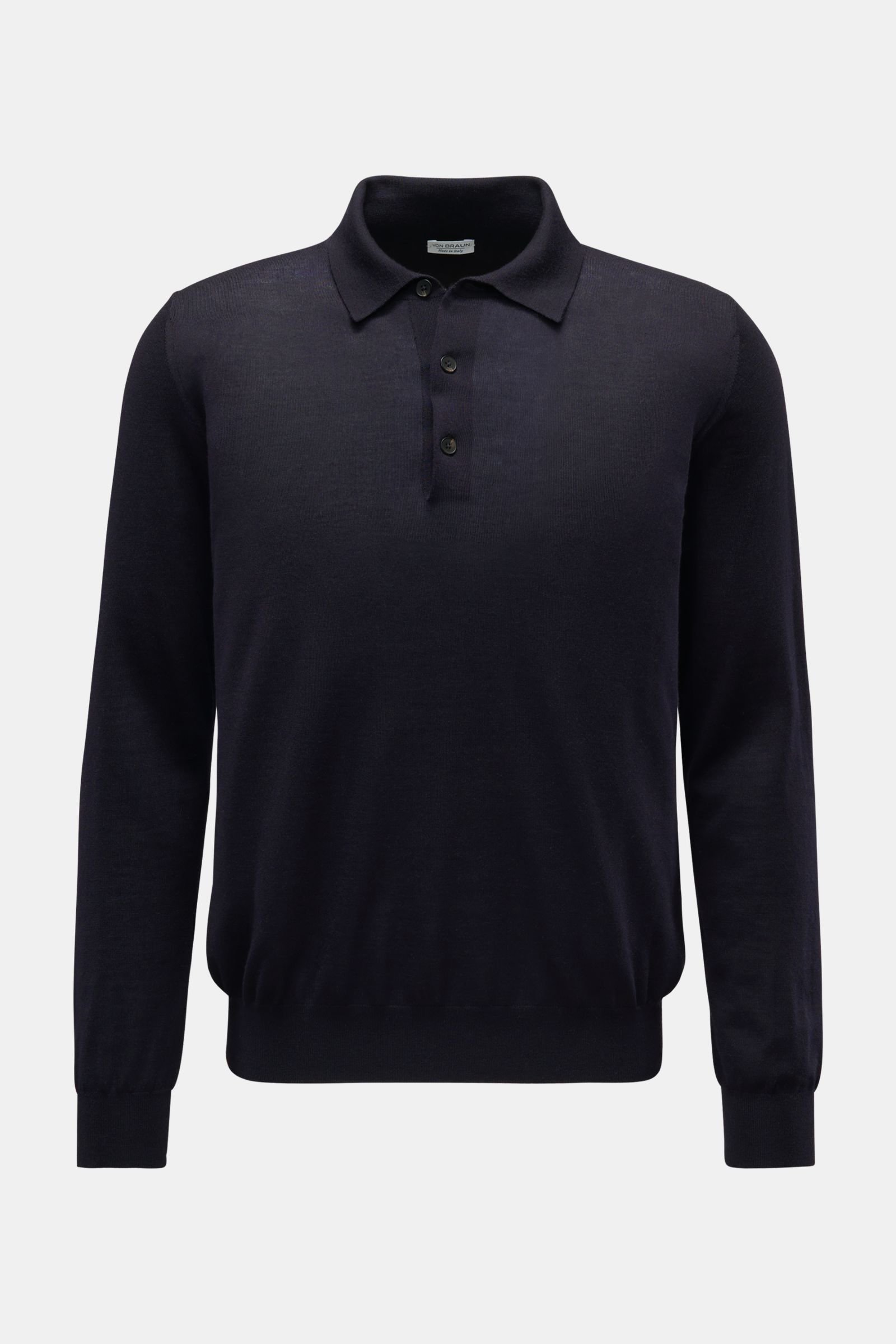 Fine knit long sleeve polo shirt dark navy