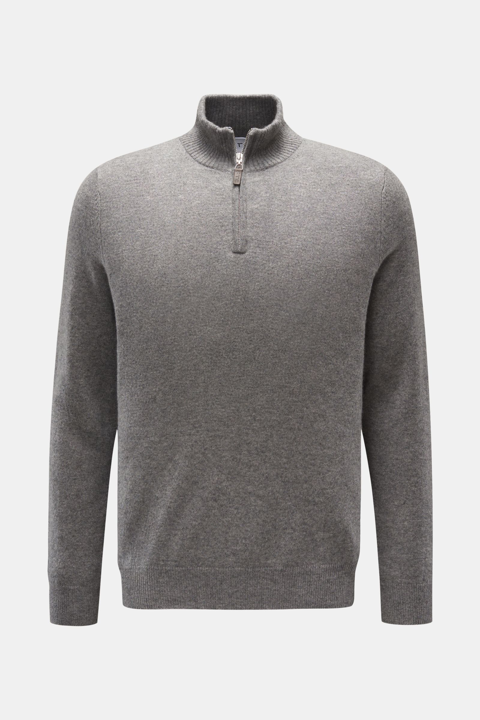 FTC Cashmere half-zip jumper grey mottled