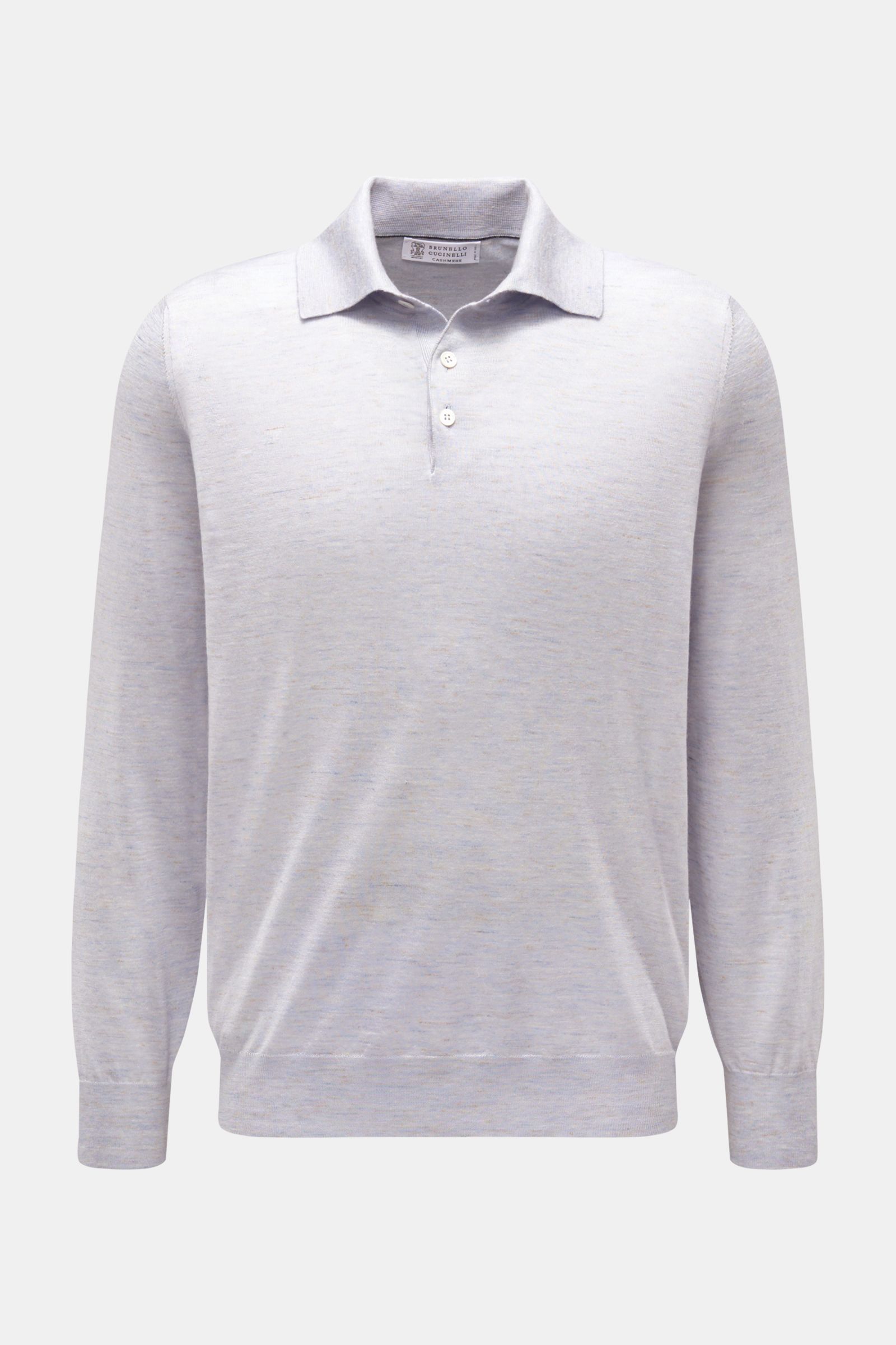 Brunello Cucinelli Strickpolo rauchblau meliert