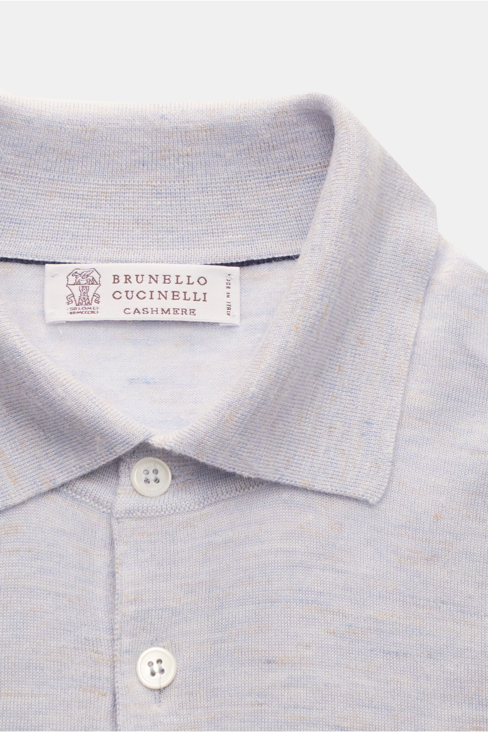 Brunello Cucinelli Strickpolo rauchblau meliert