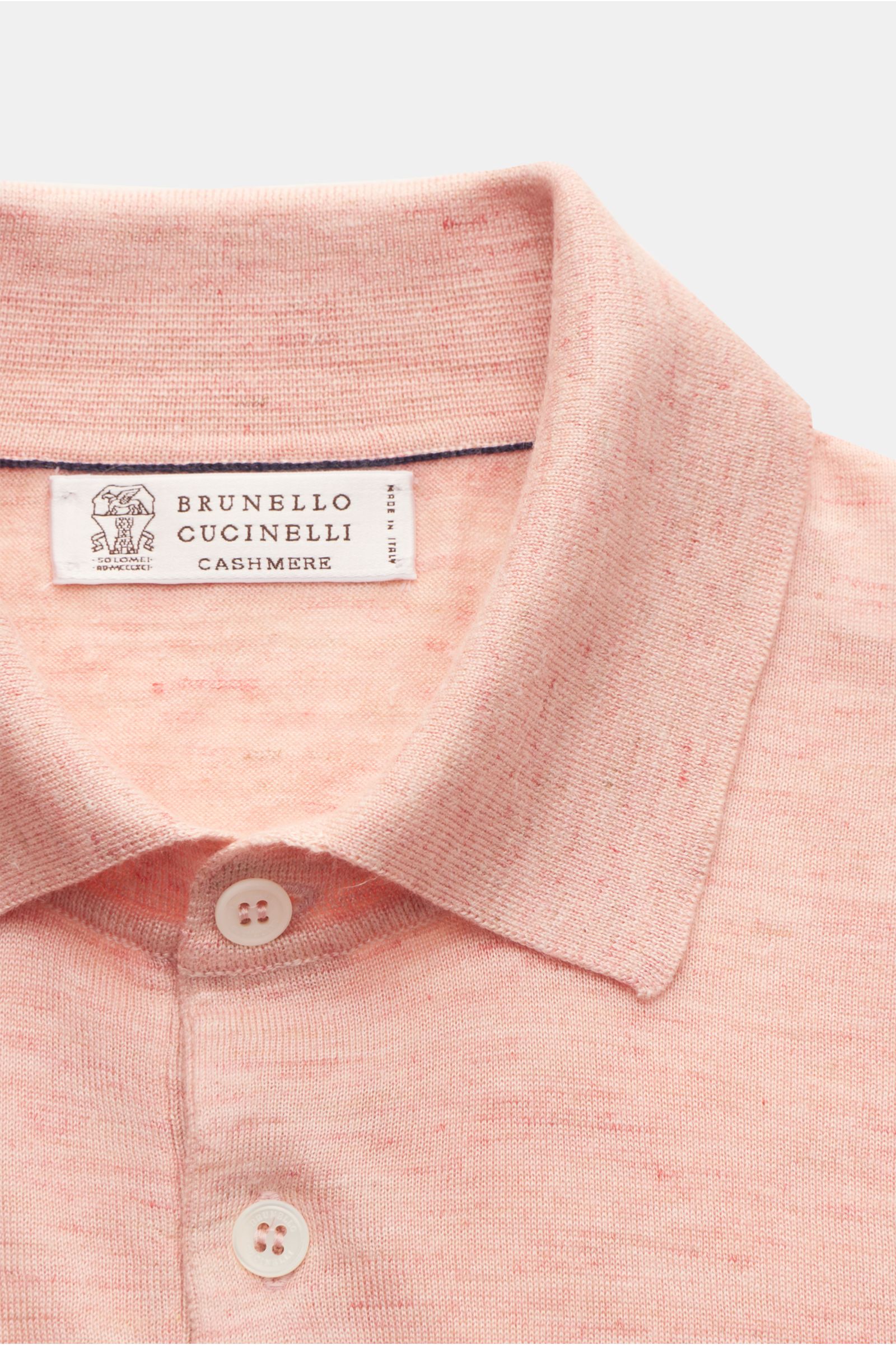 Brunello Cucinelli Knit polo rose melange