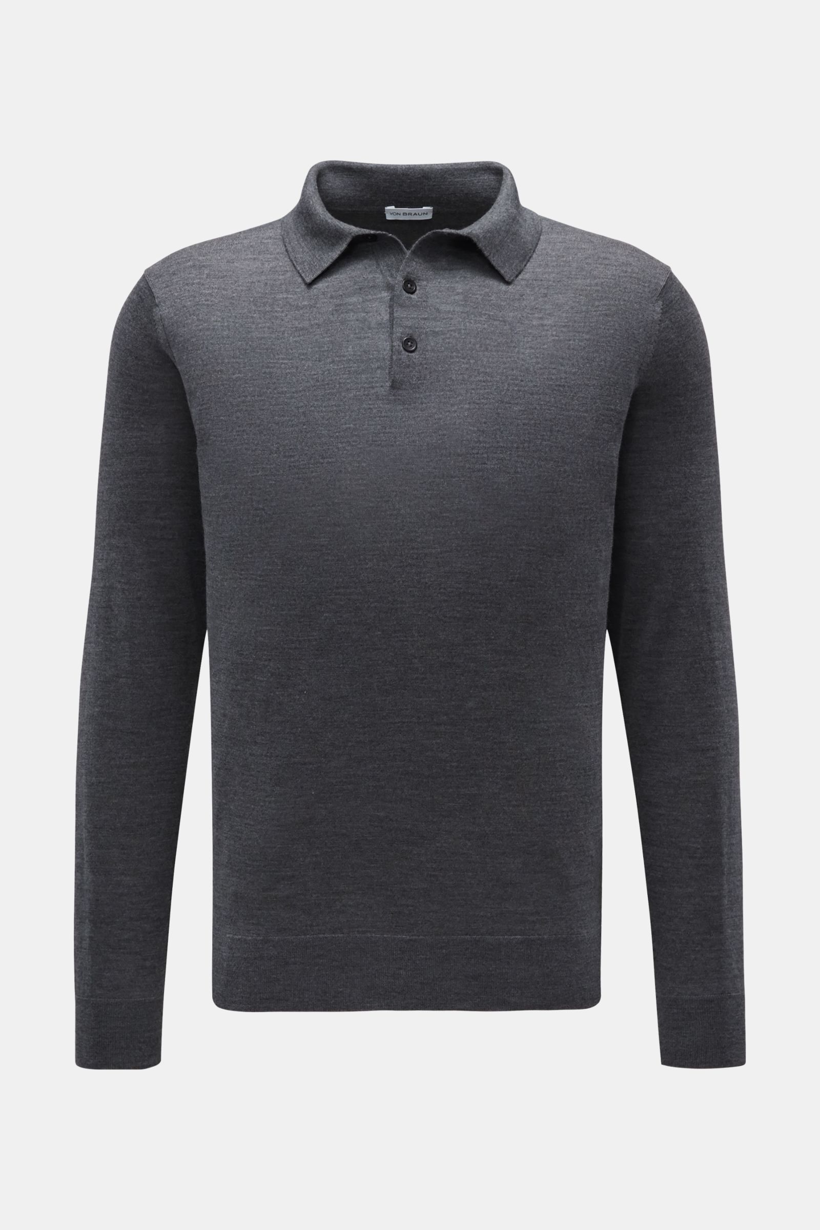 von Braun Merino Feinstrickpolo dunkelgrau meliert