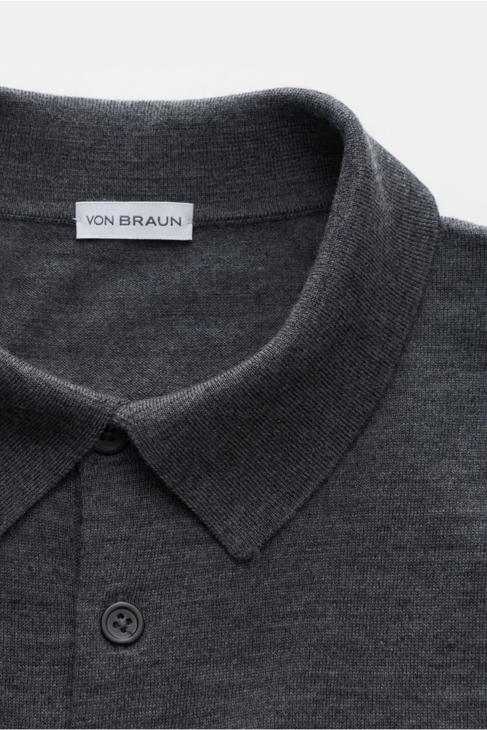 von Braun Merino Feinstrickpolo dunkelgrau meliert