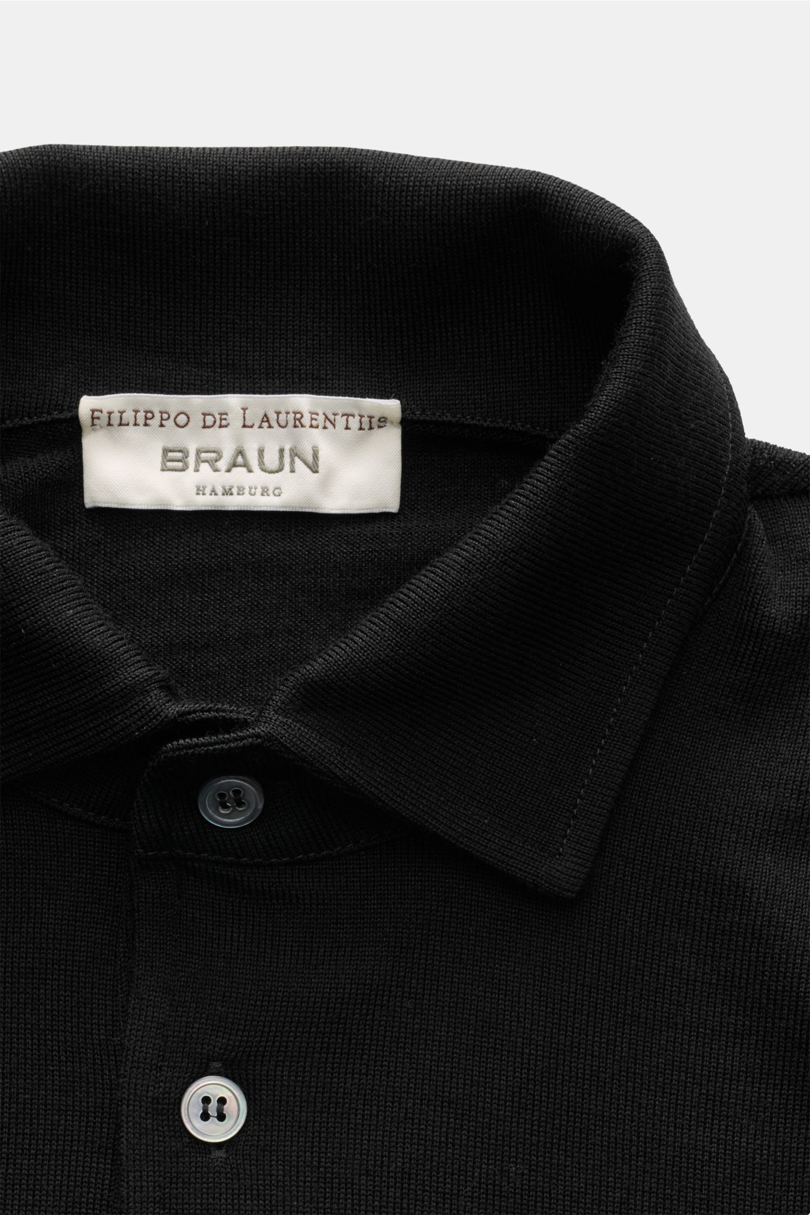 Filippo de Laurentiis Fine knit polo shirt black