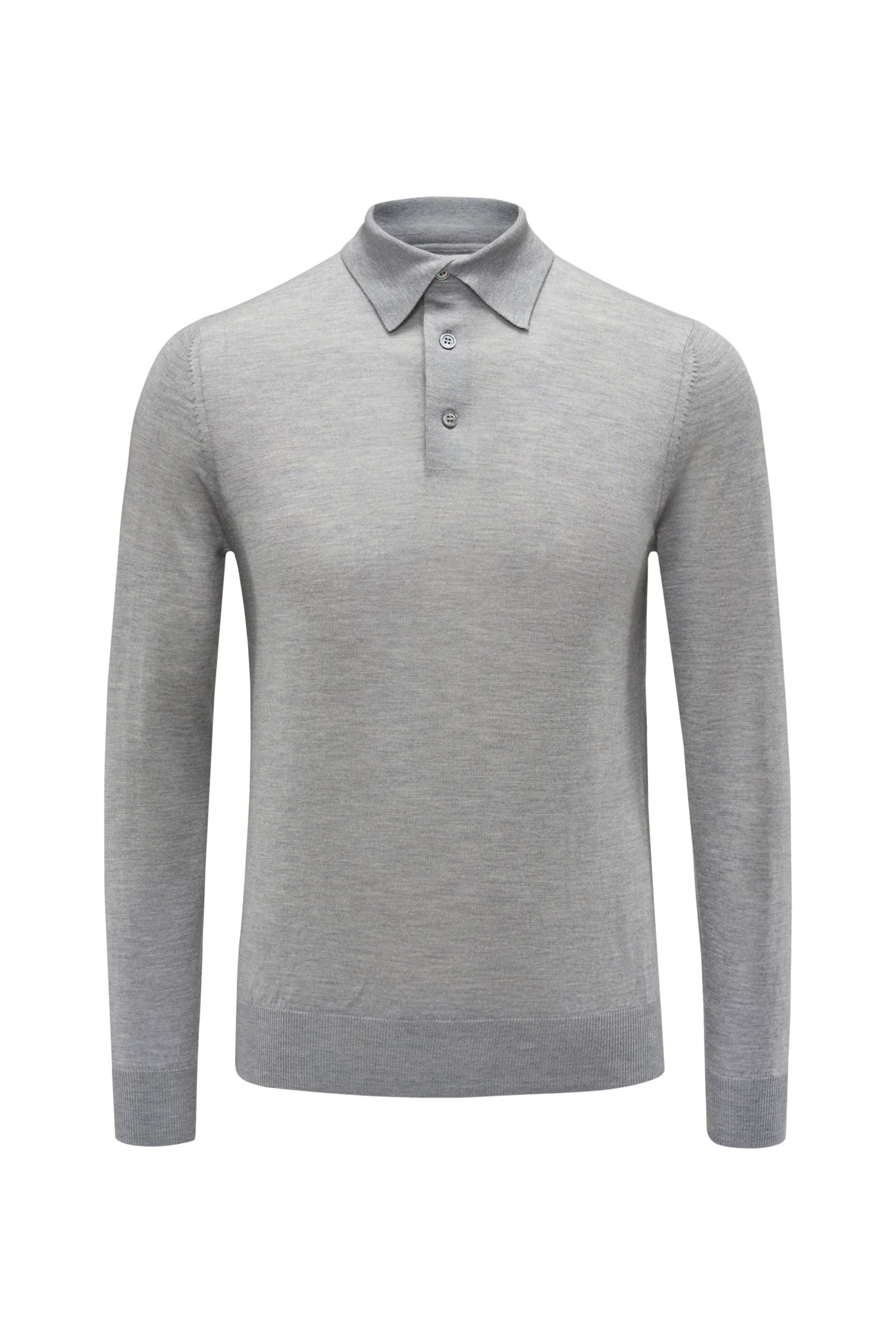 Cashmere knitted polo shirt light grey