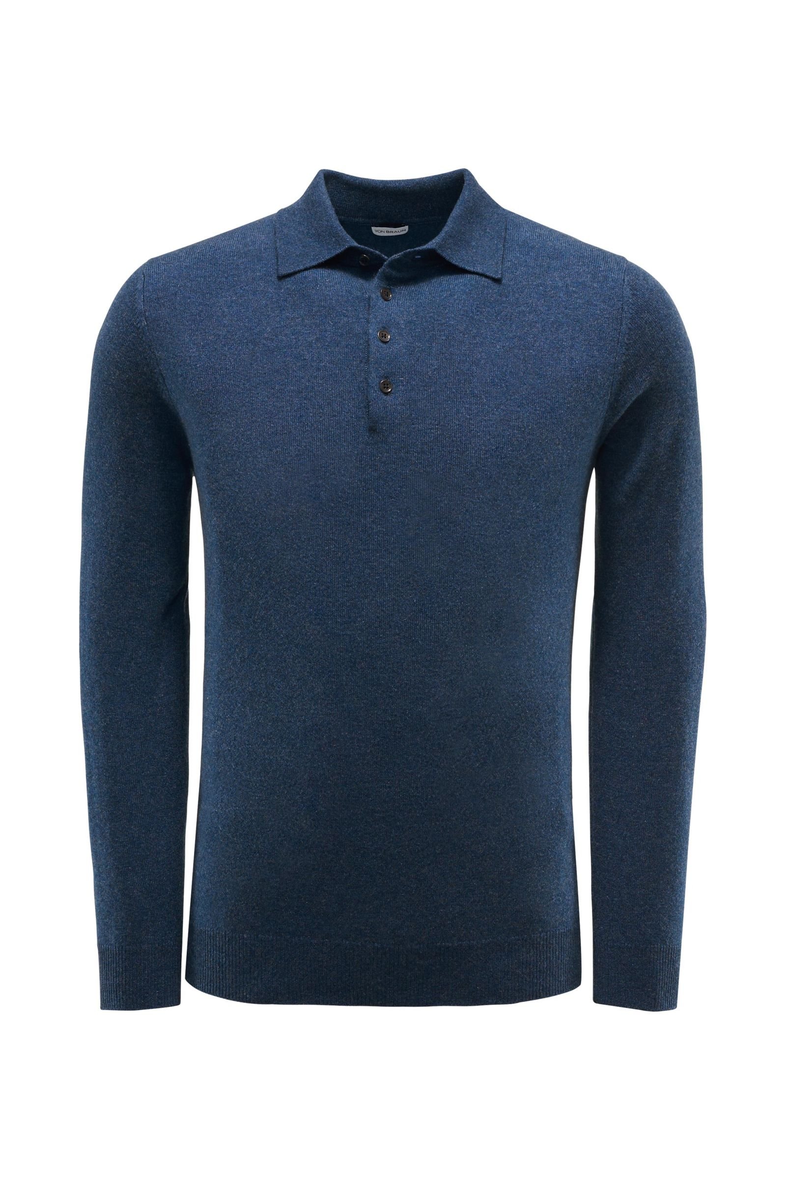 Cashmere knit polo grey-blue