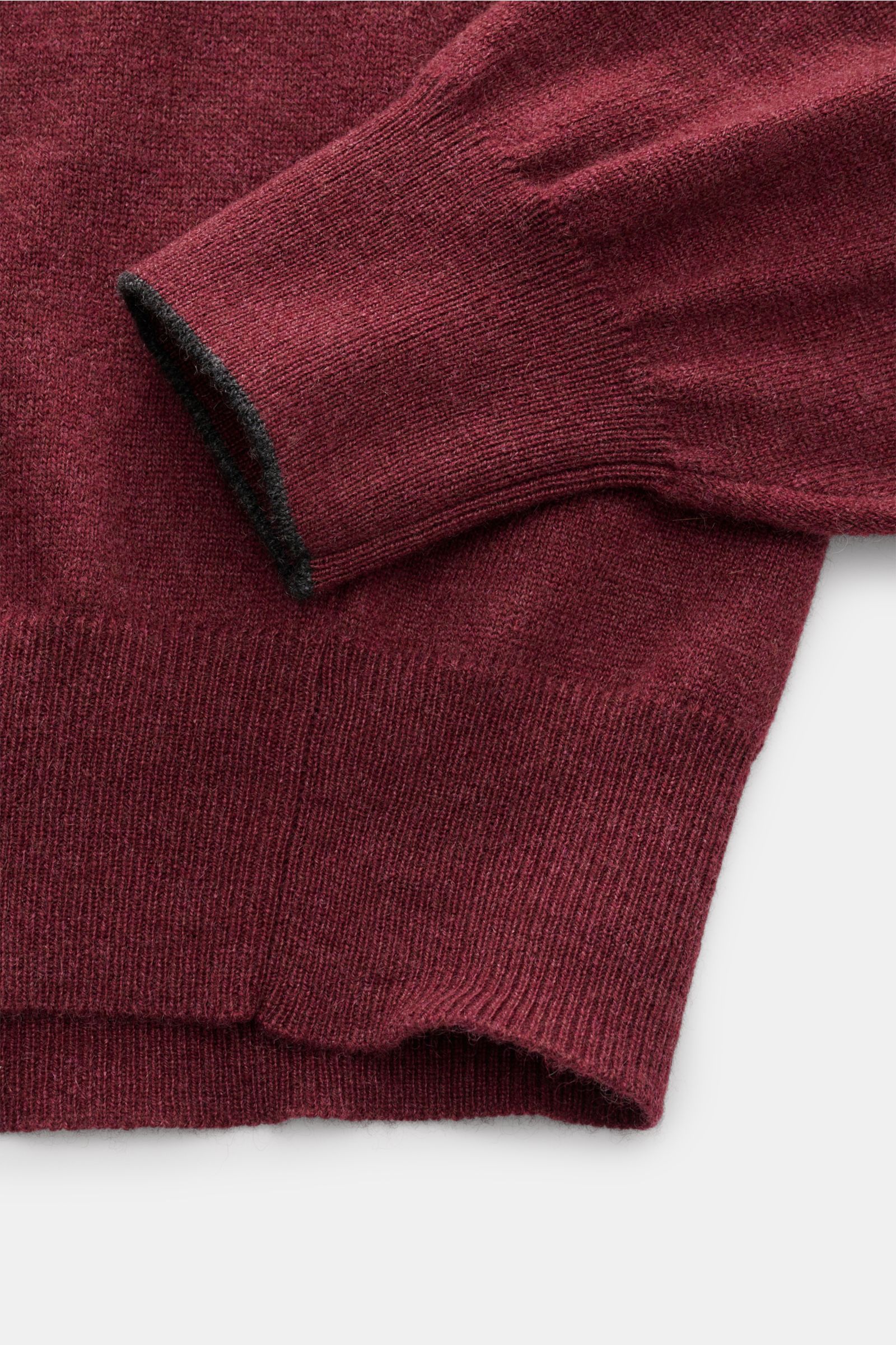 BRUNELLO CUCINELLI cashmere half-zip jumper burgundy | BRAUN Hamburg