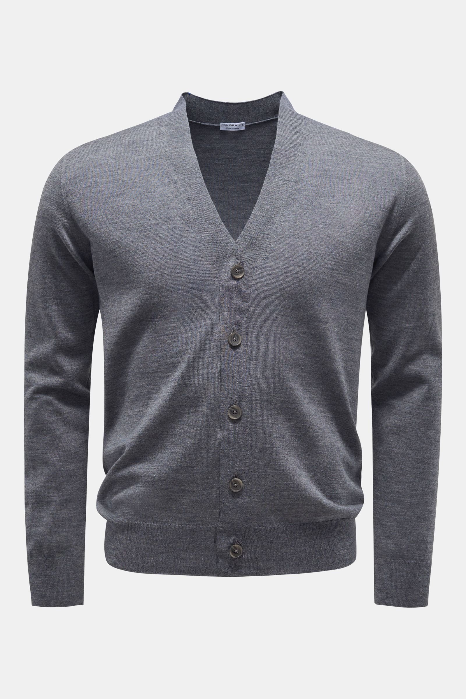 Merino fine knit cardigan dark grey