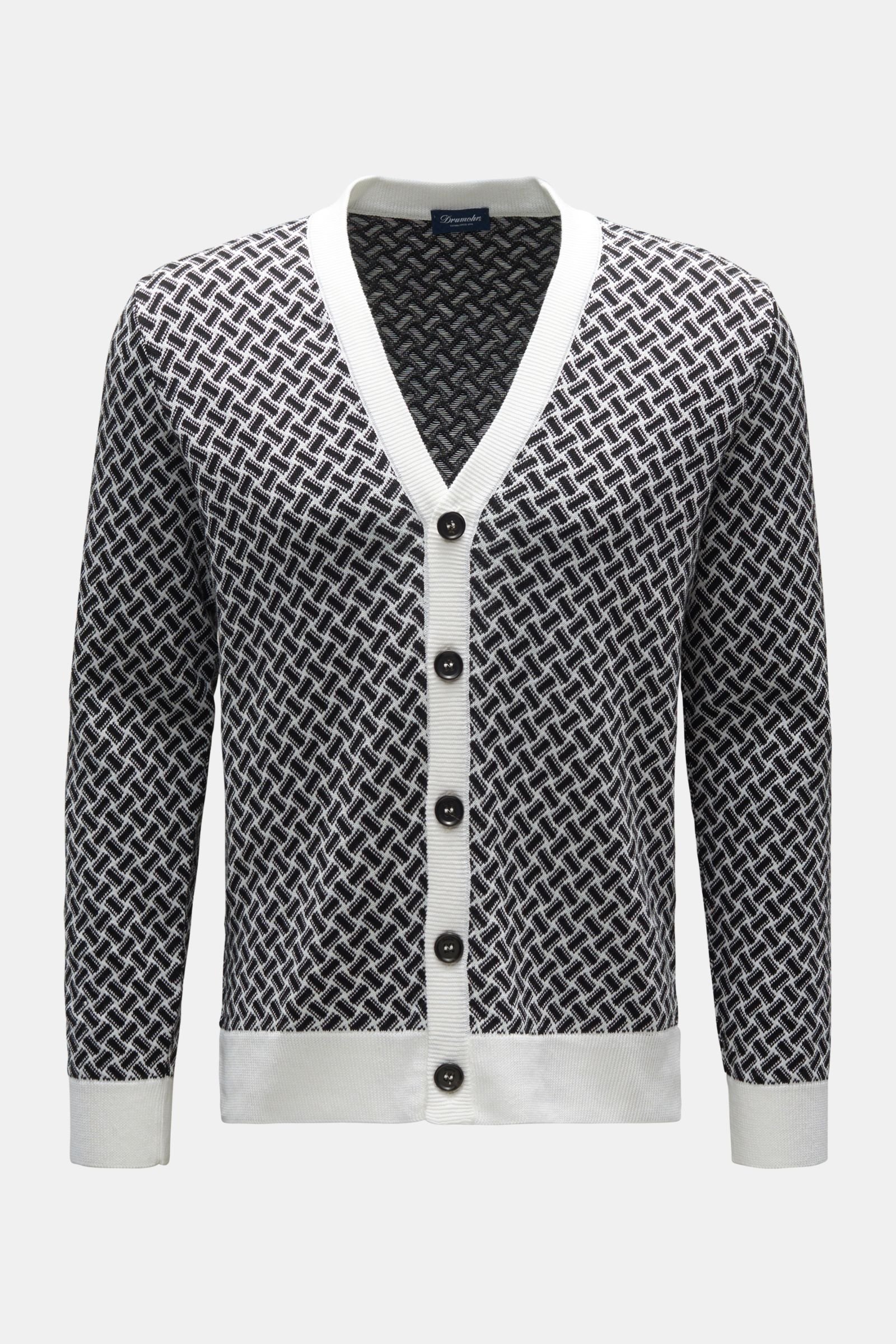 Cardigan white/black patterned