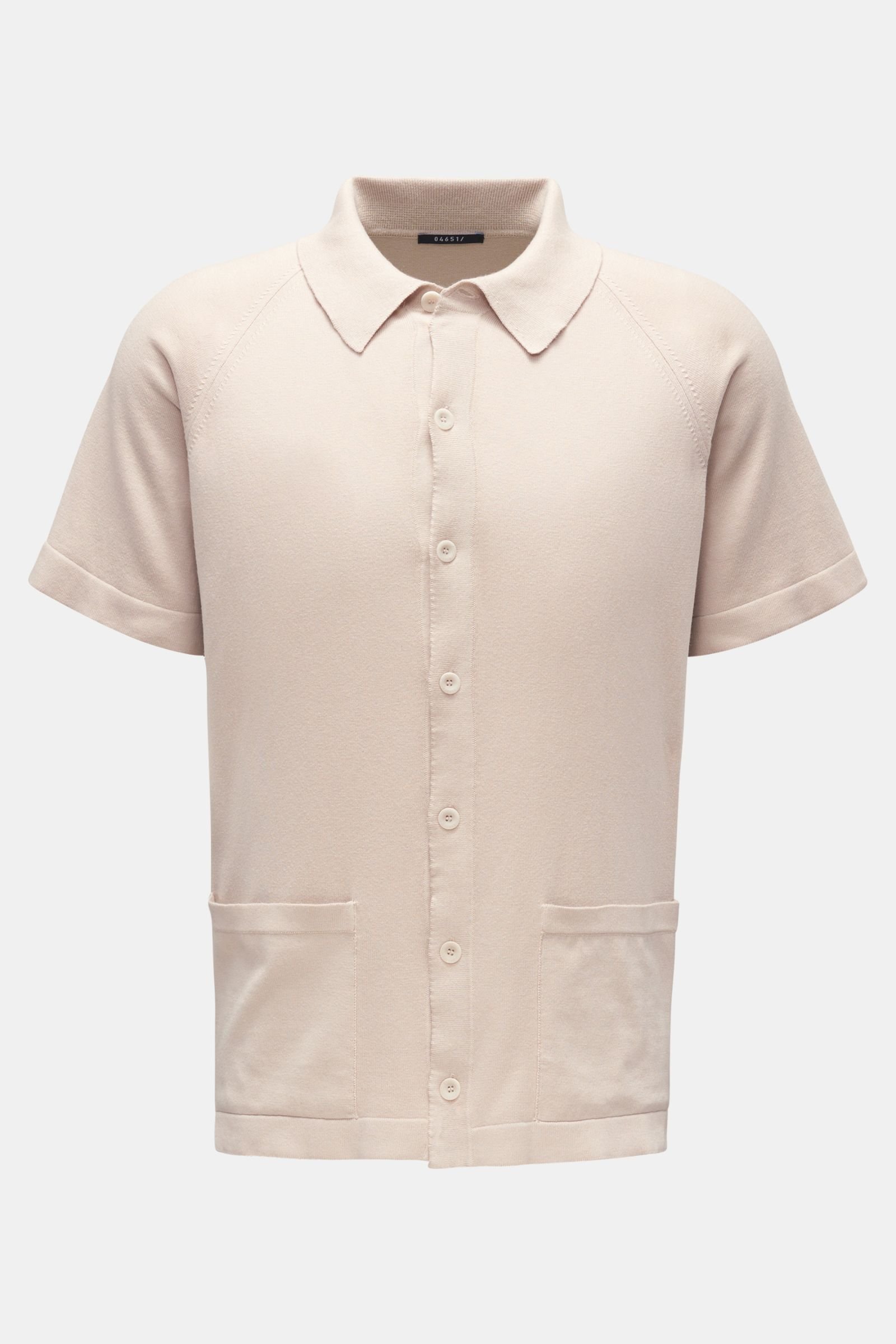 Short sleeve knit shirt 'Foggy Shirt' narrow collar beige
