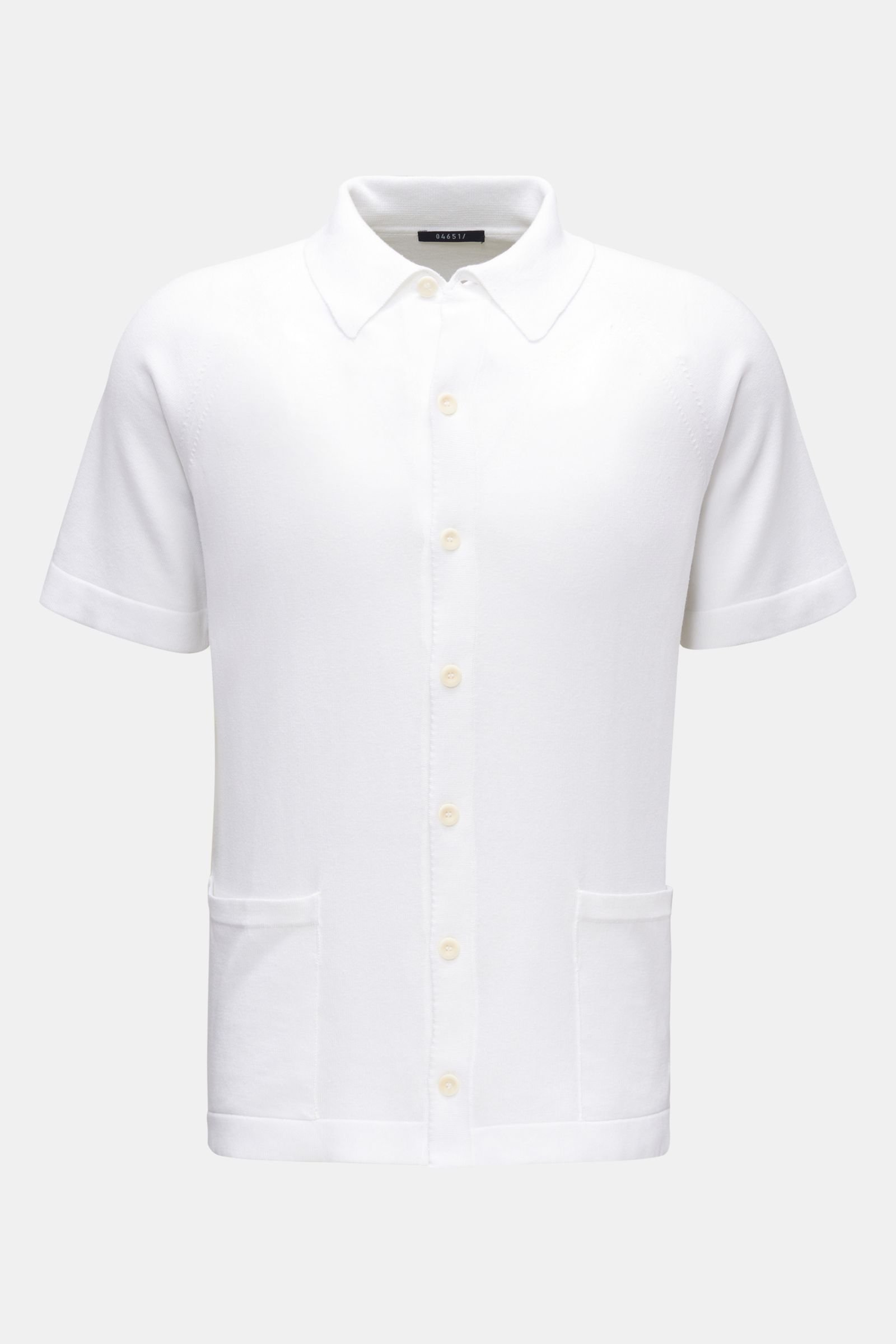Short sleeve knit shirt 'Foggy Shirt' narrow collar white