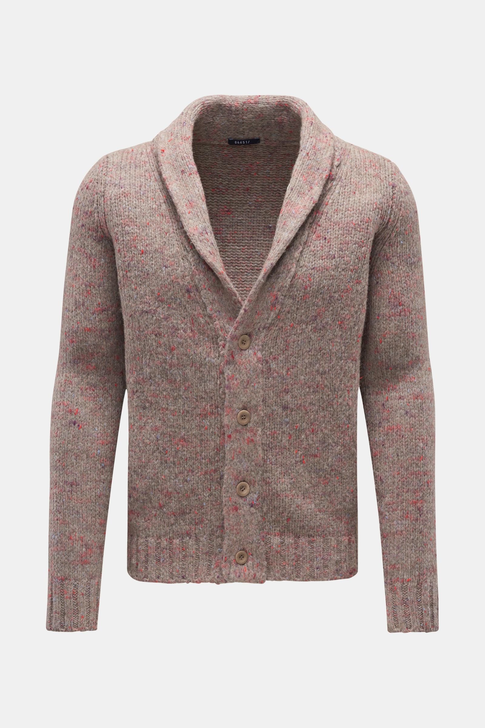 Cardigan 'Donegal' grey-brown/light red patterned