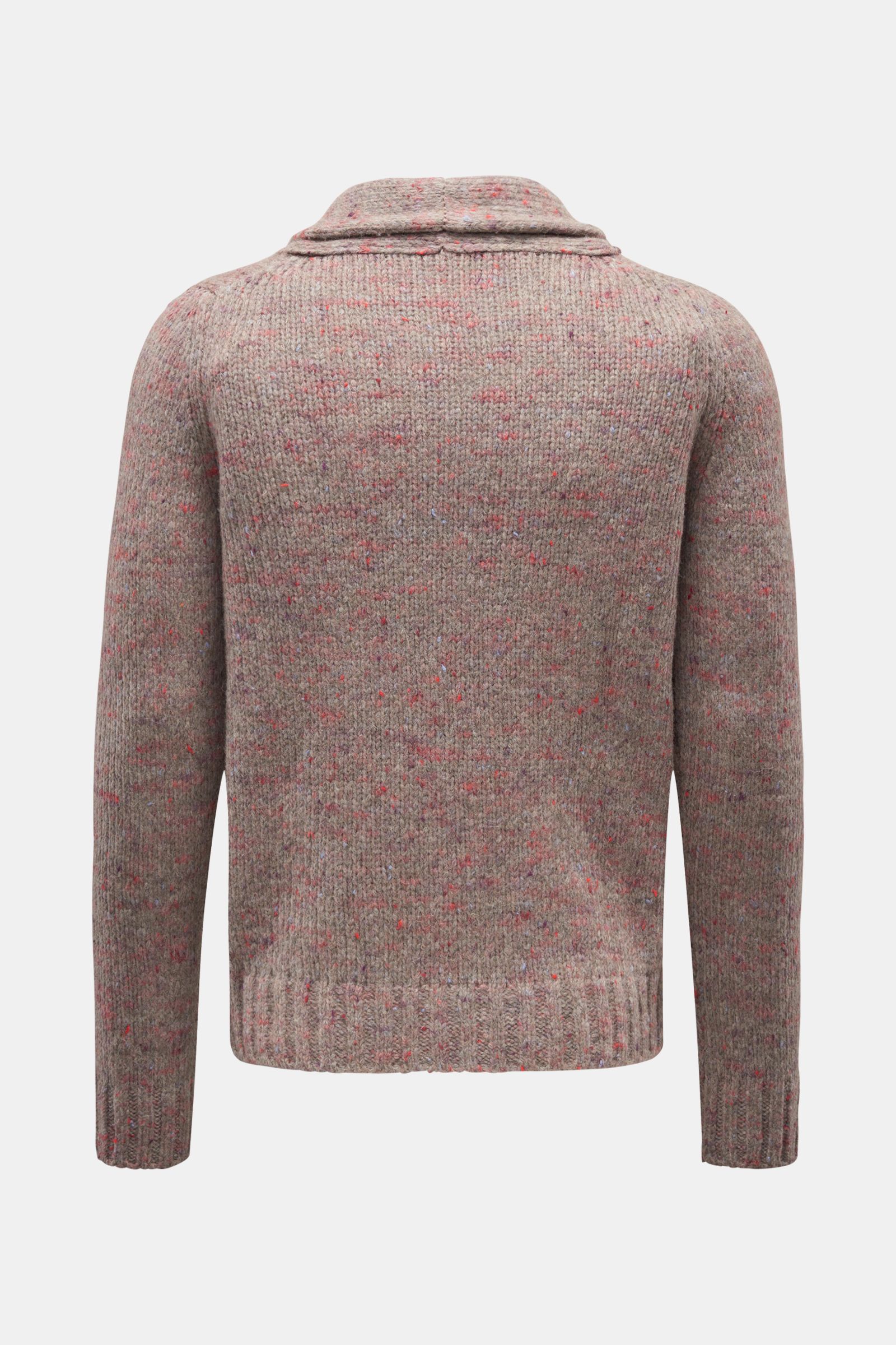 04651/ A trip in a bag Cardigan 'Donegal' grey-brown/light red patterned