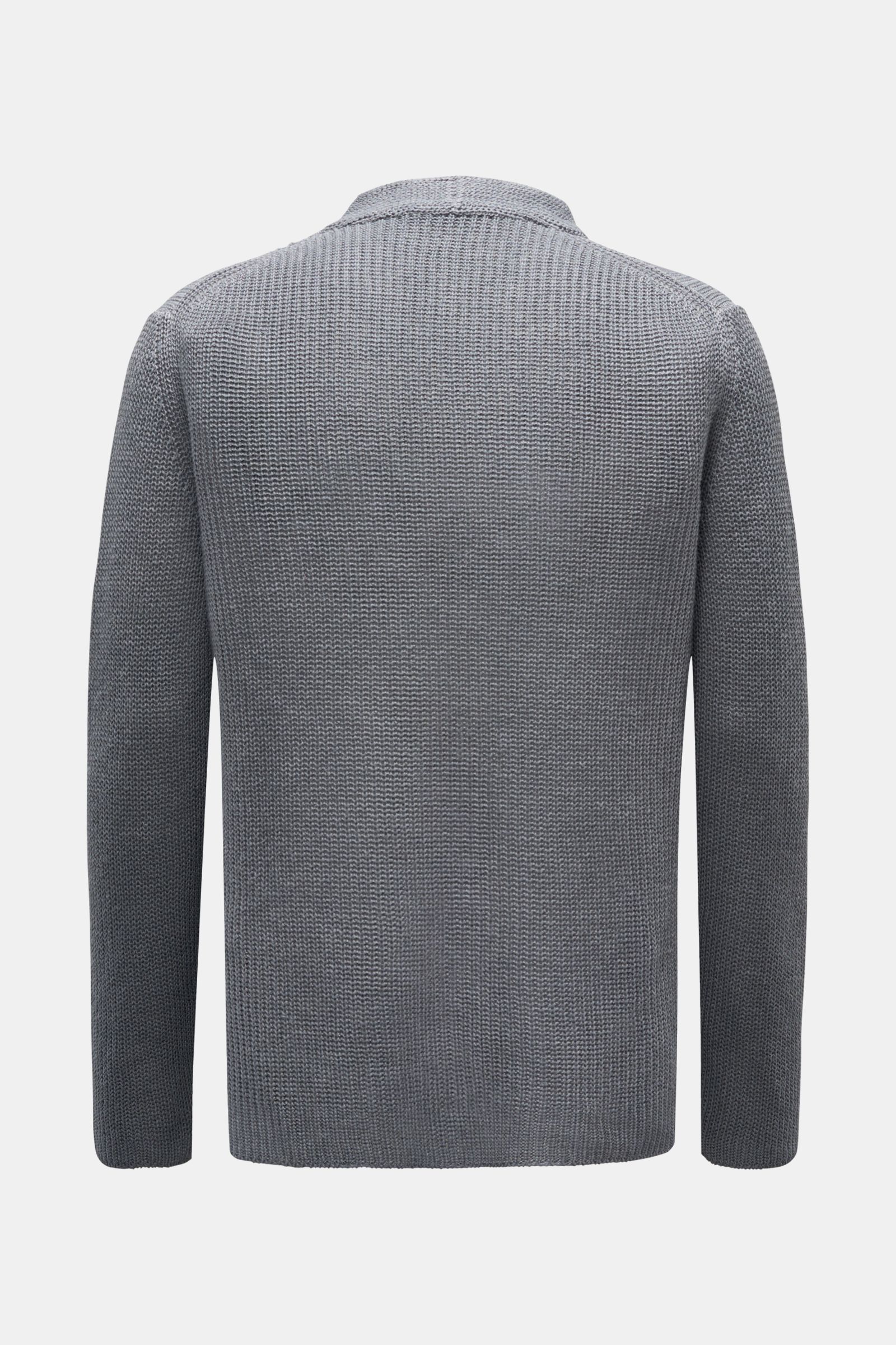 04651/ A trip in a bag Leinen Cardigan 'Blue Marine' grau