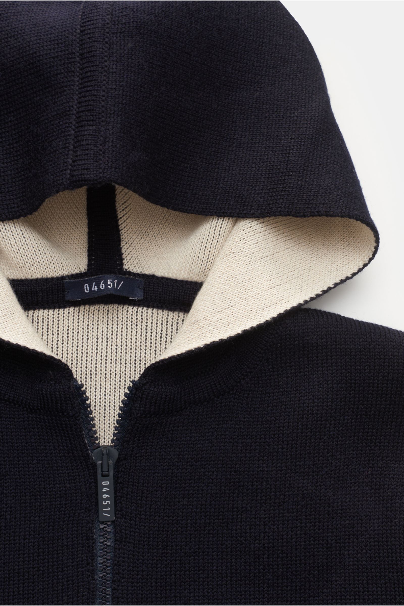 04651/ A trip in a bag Cardigan 'Outdoor Hooded cardigan' navy/cream