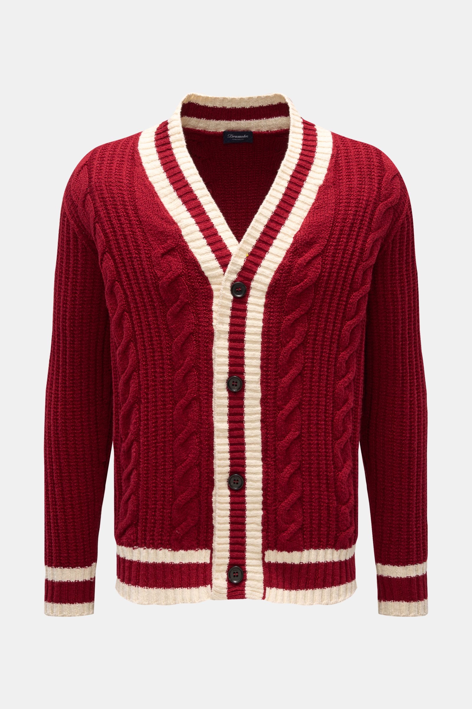 Drumohr Cardigan rot/weiß