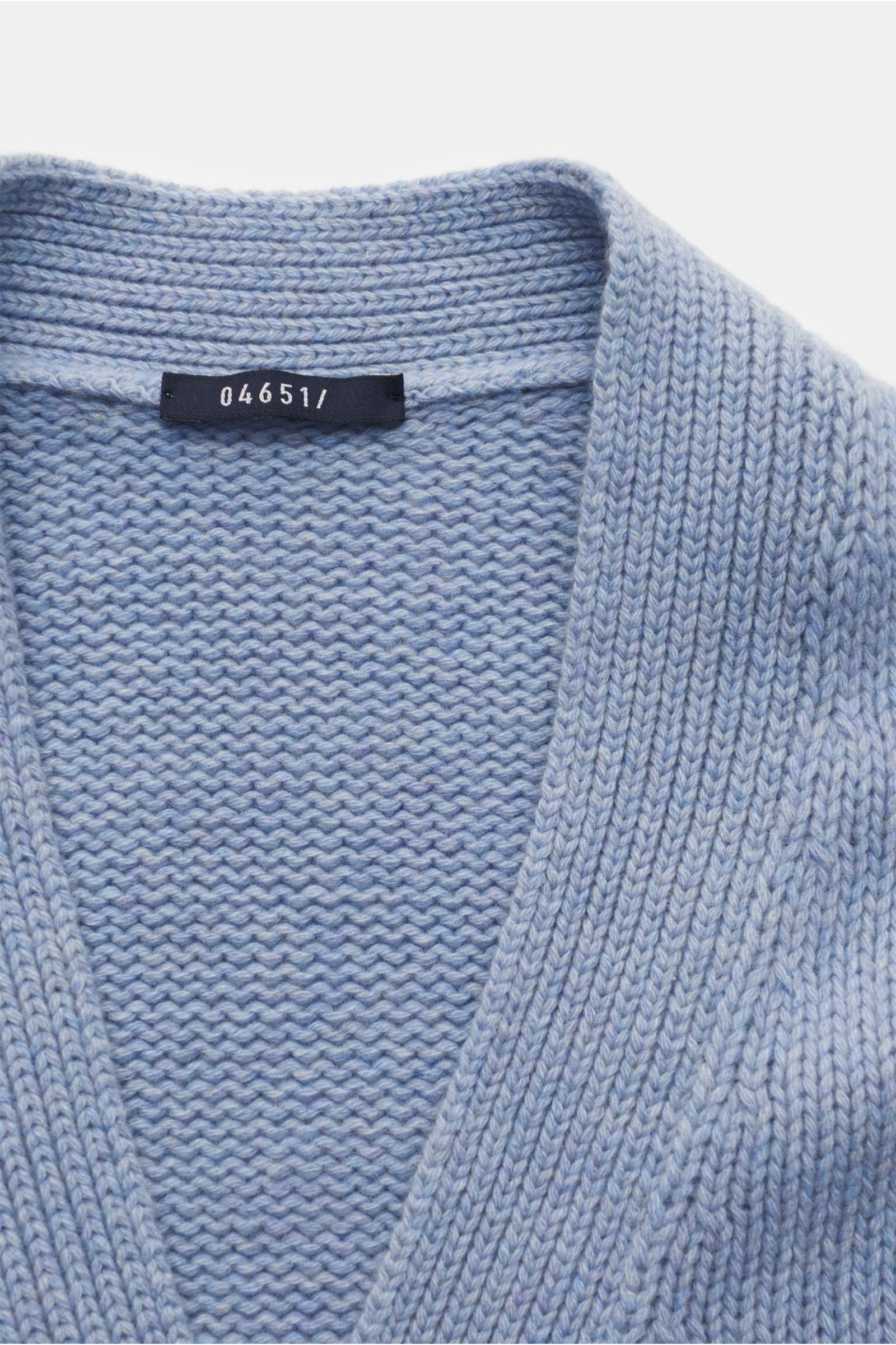 04651/ A trip in a bag Cashmere Cardigan hellblau