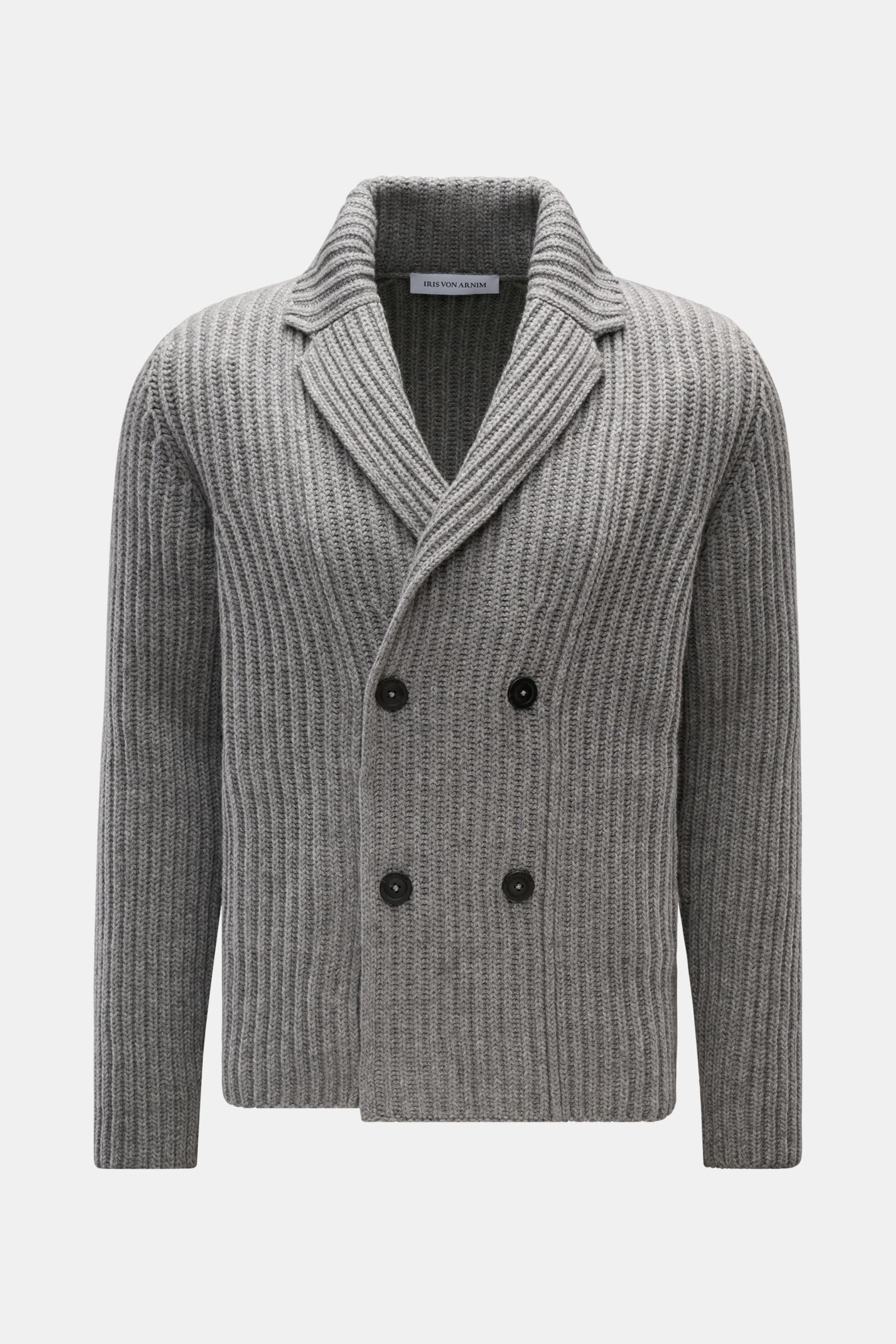 IRIS VON ARNIM UOMO cashmere cardigan 'Arvada' grey mottled
