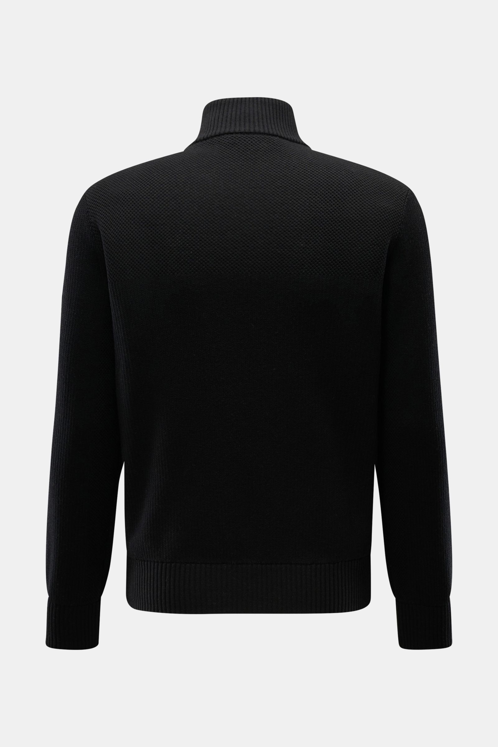 Canada Goose Strickjacke 'Hybridge Knit' schwarz Rückansicht, Slim Fit, reine Wolle, Daunen-Front, Stehkragen, strukturierter Griff, Zipper-Taschen.