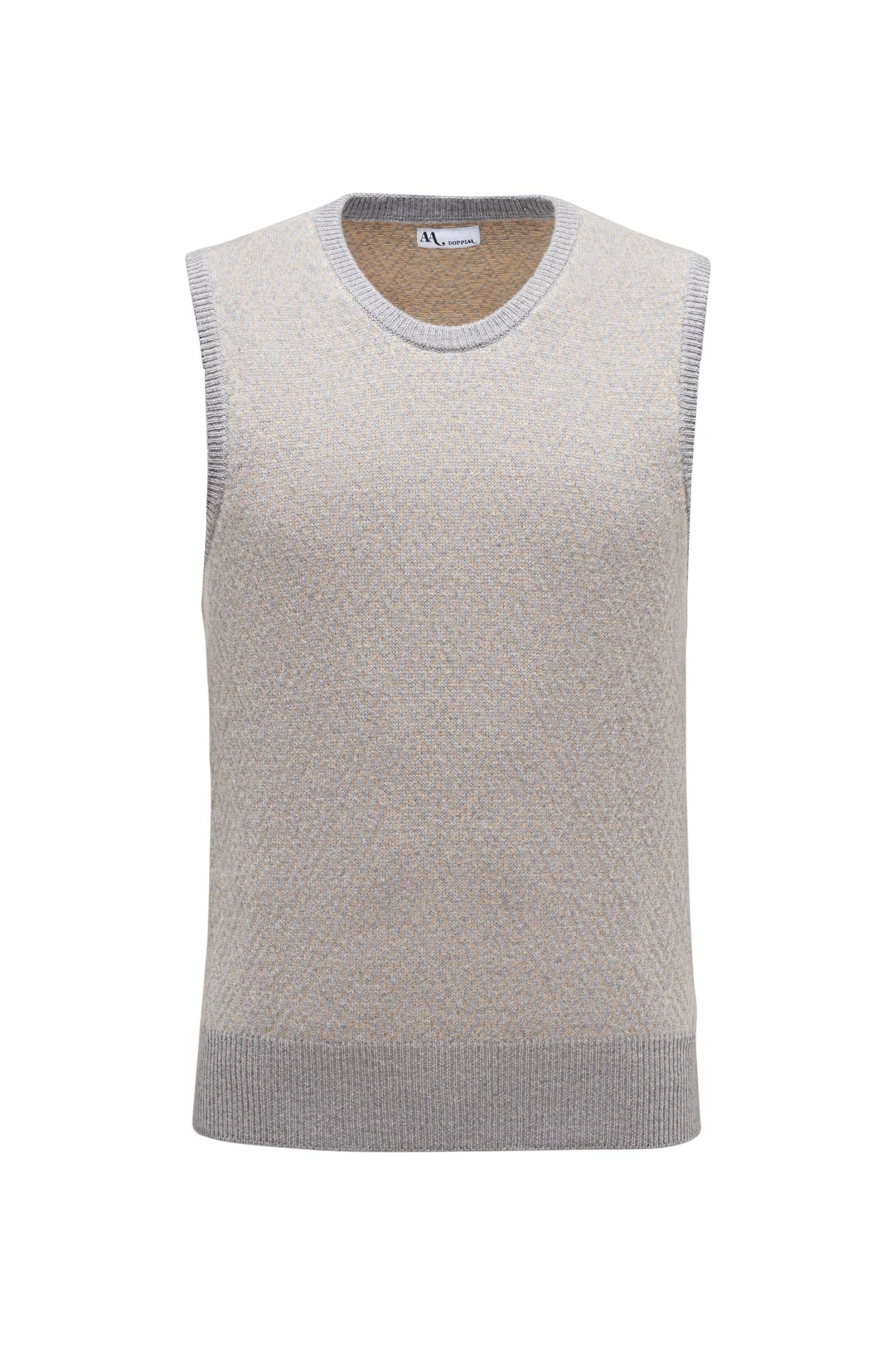 Crew neck sweater vest 'Aadria' beige/light grey patterned