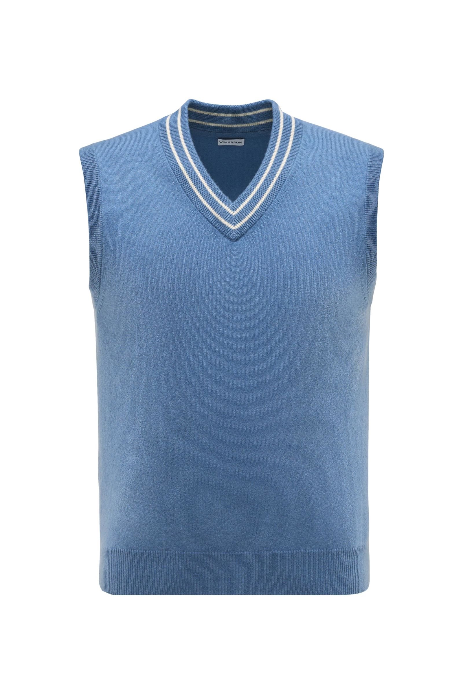 Cashmere V-neck sweater vest smoky blue