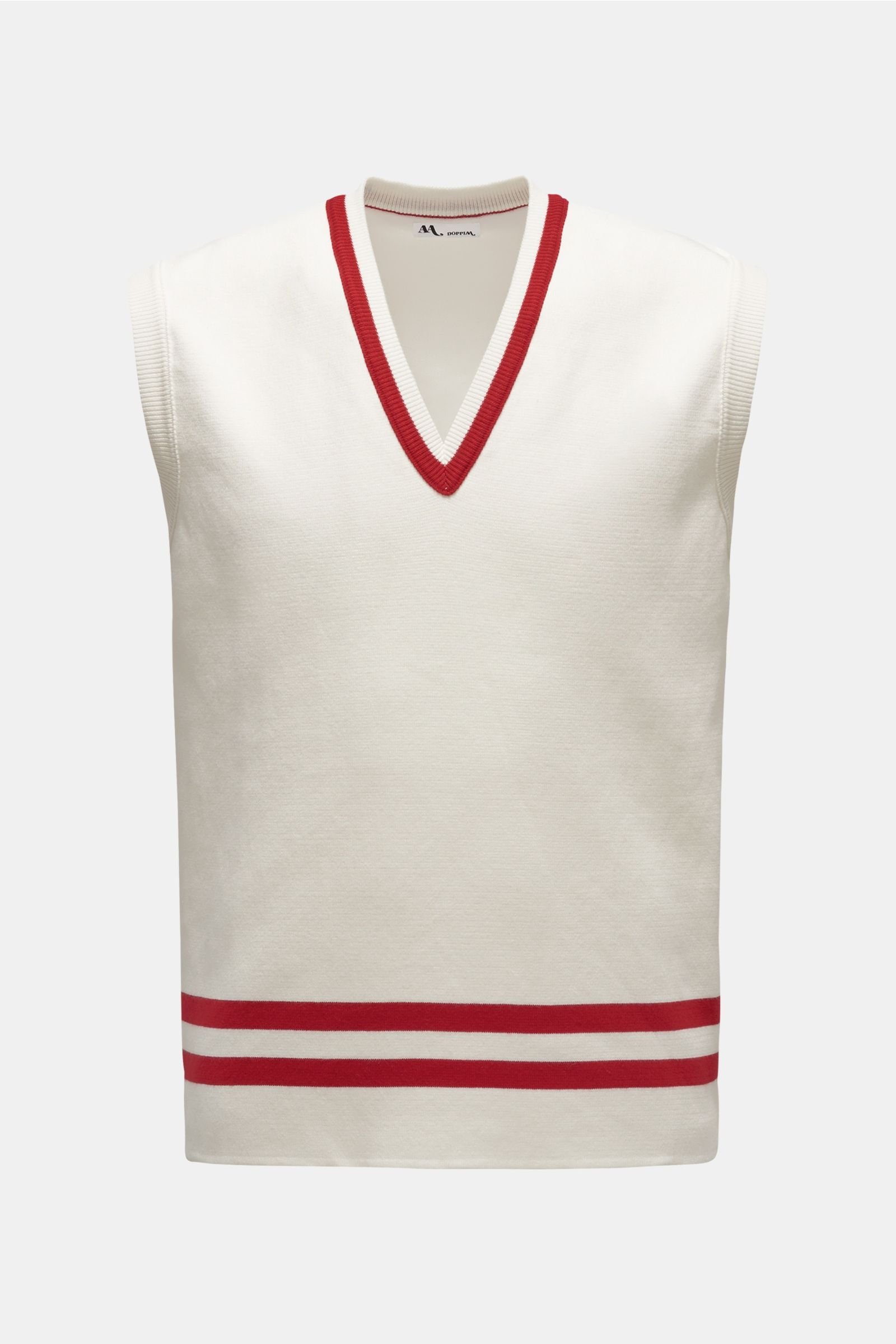 V-neck sweater vest 'Aarnica/t' off-white/red