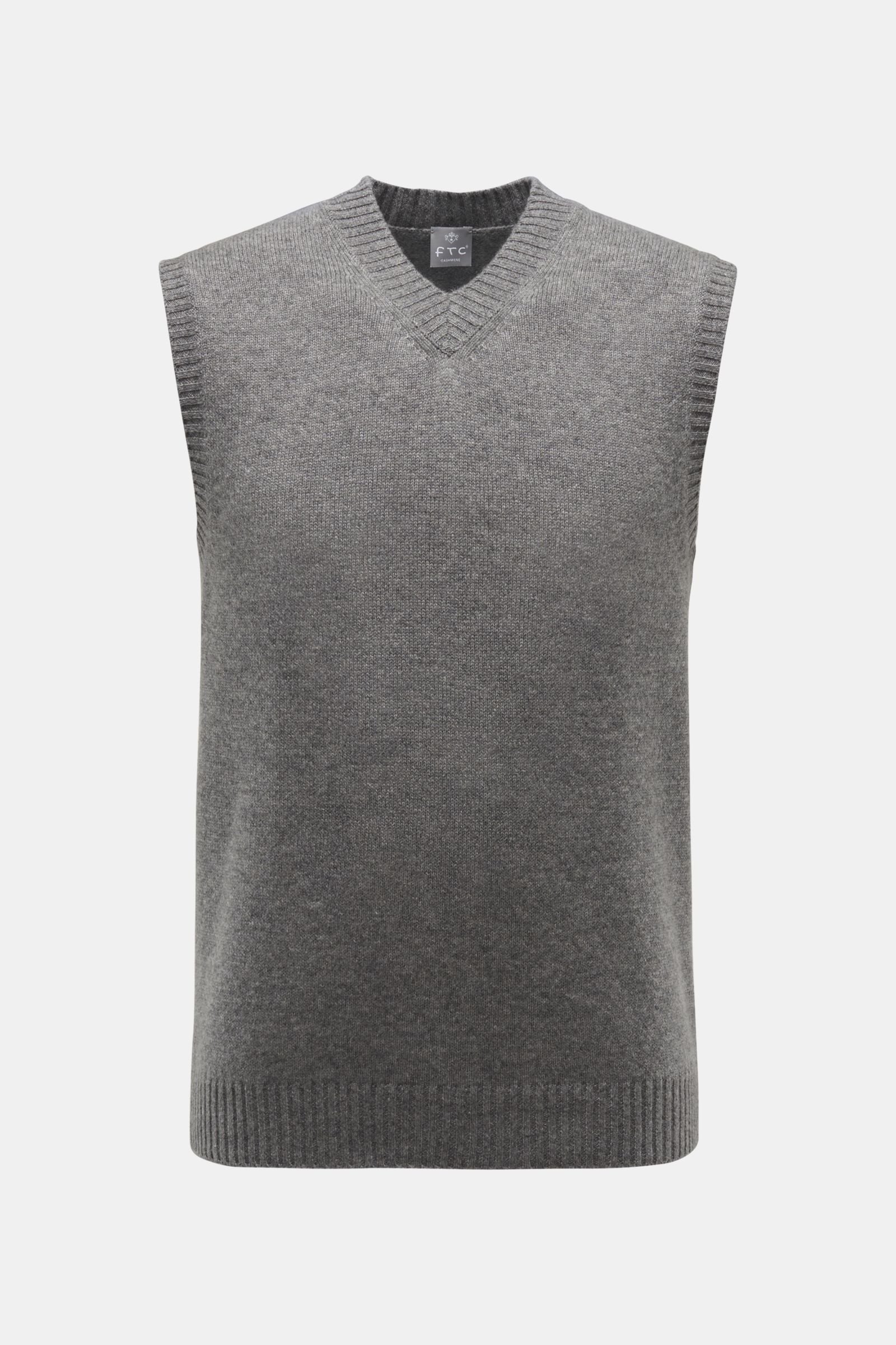 Cashmere V-neck sweater vest grey