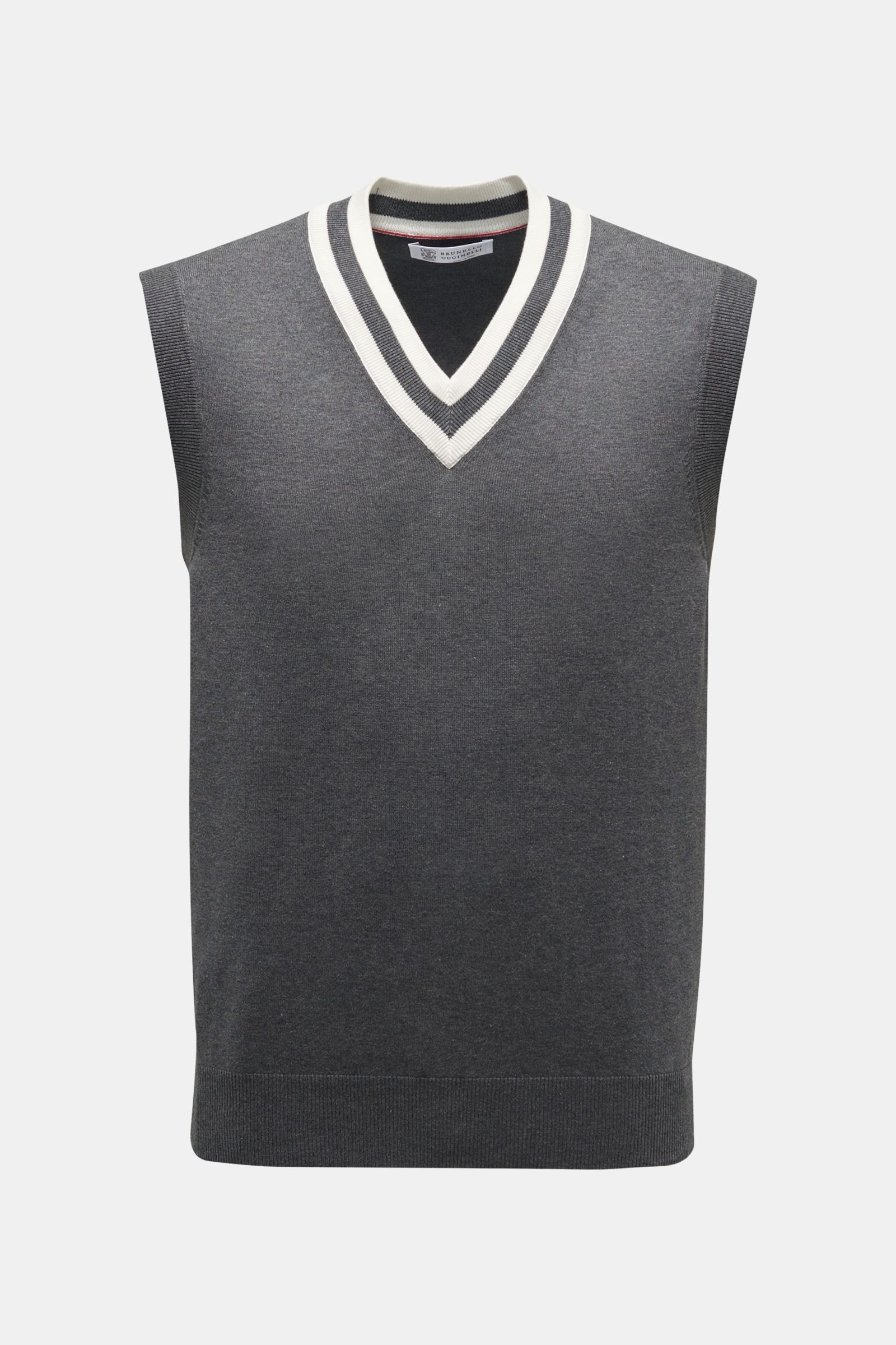 V-neck sweater vest dark grey/off-white