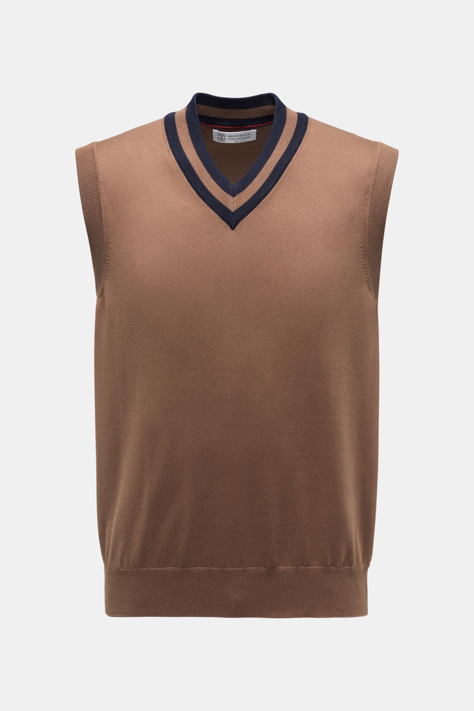 V-neck sweater vest brown/navy