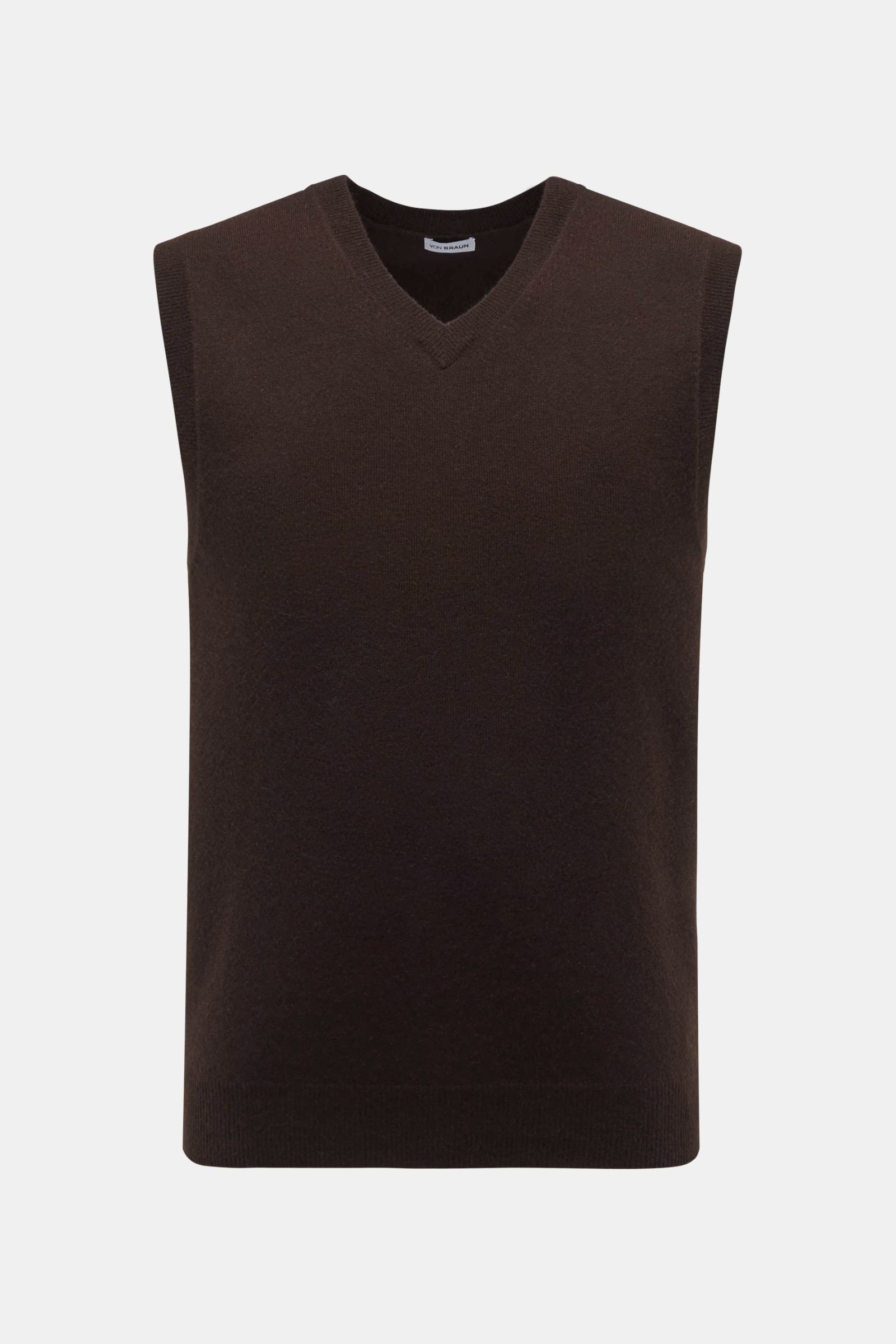 Cashmere V-neck sweater vest dark brown