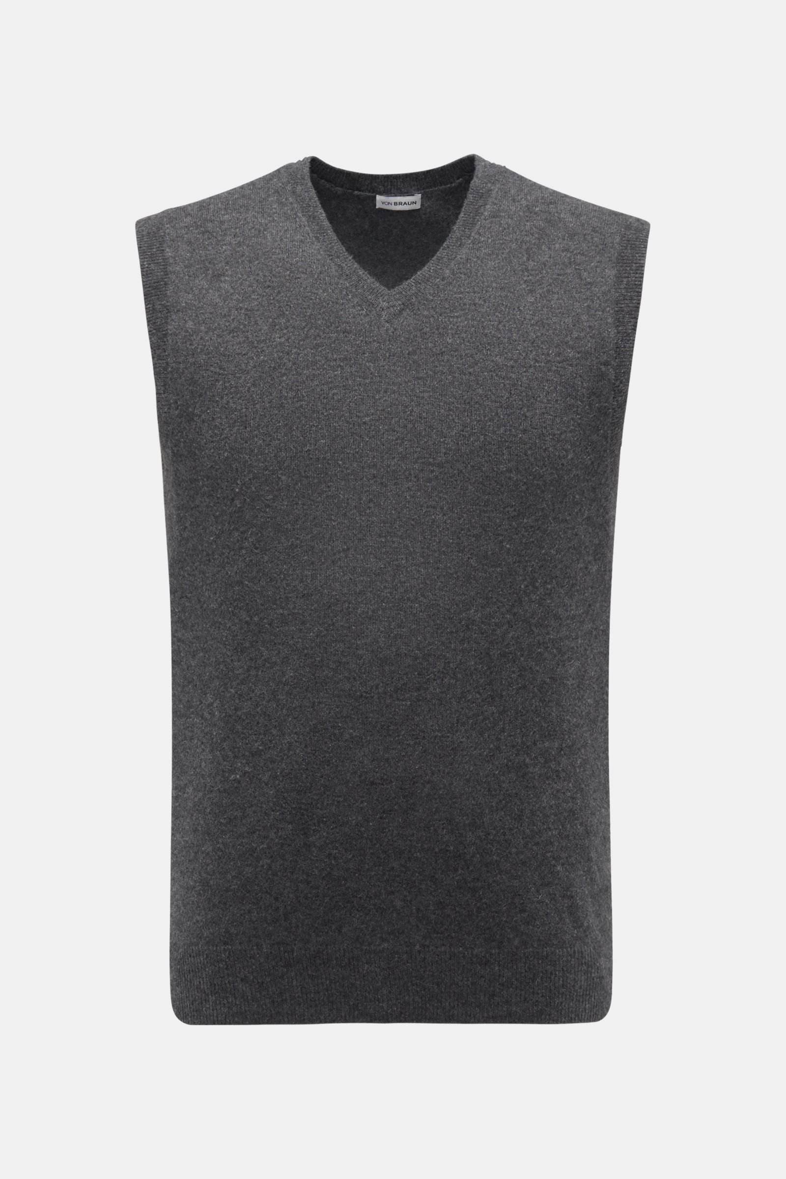 Cashmere V-neck sweater vest anthracite