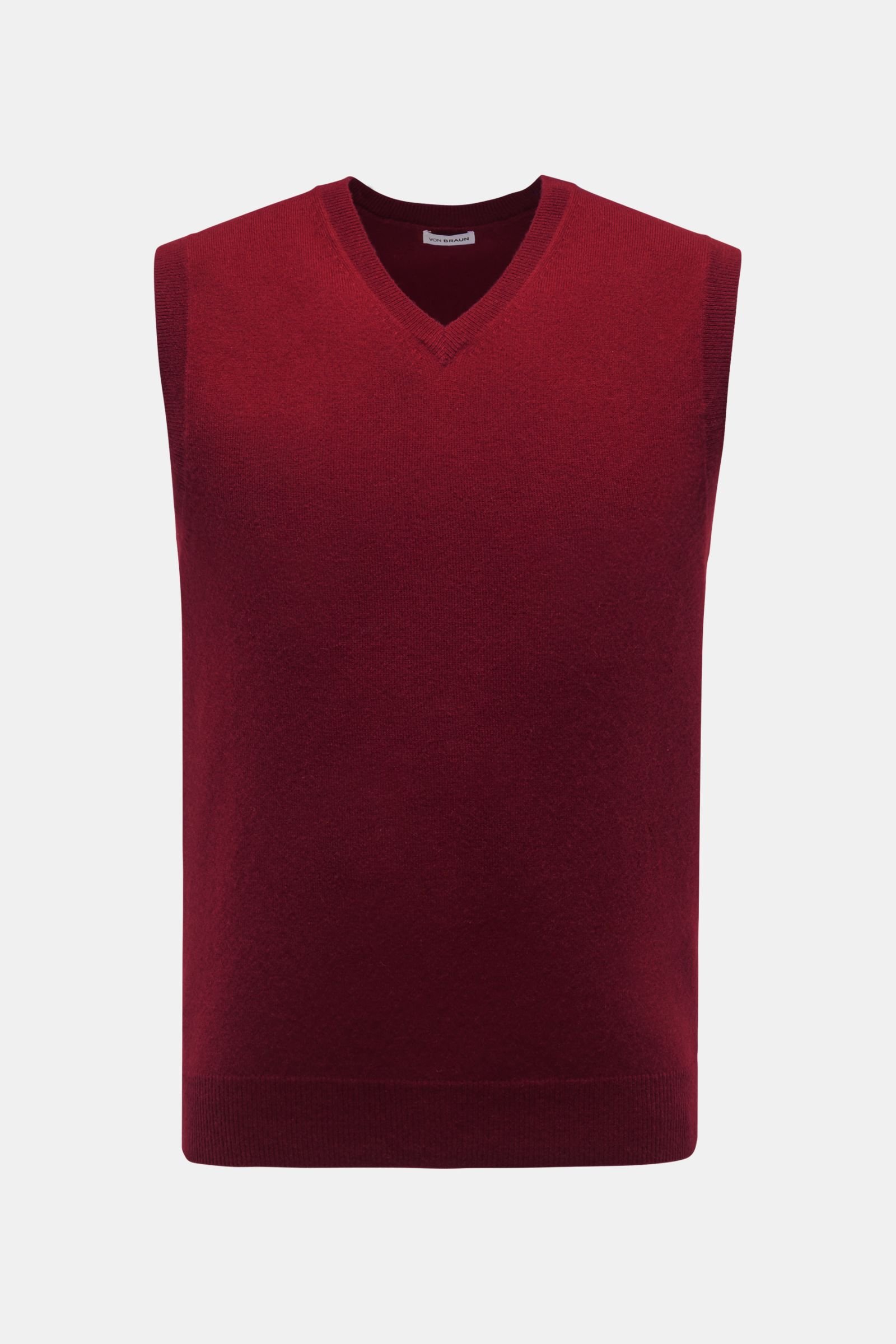 Cashmere V-neck sweater vest dark red
