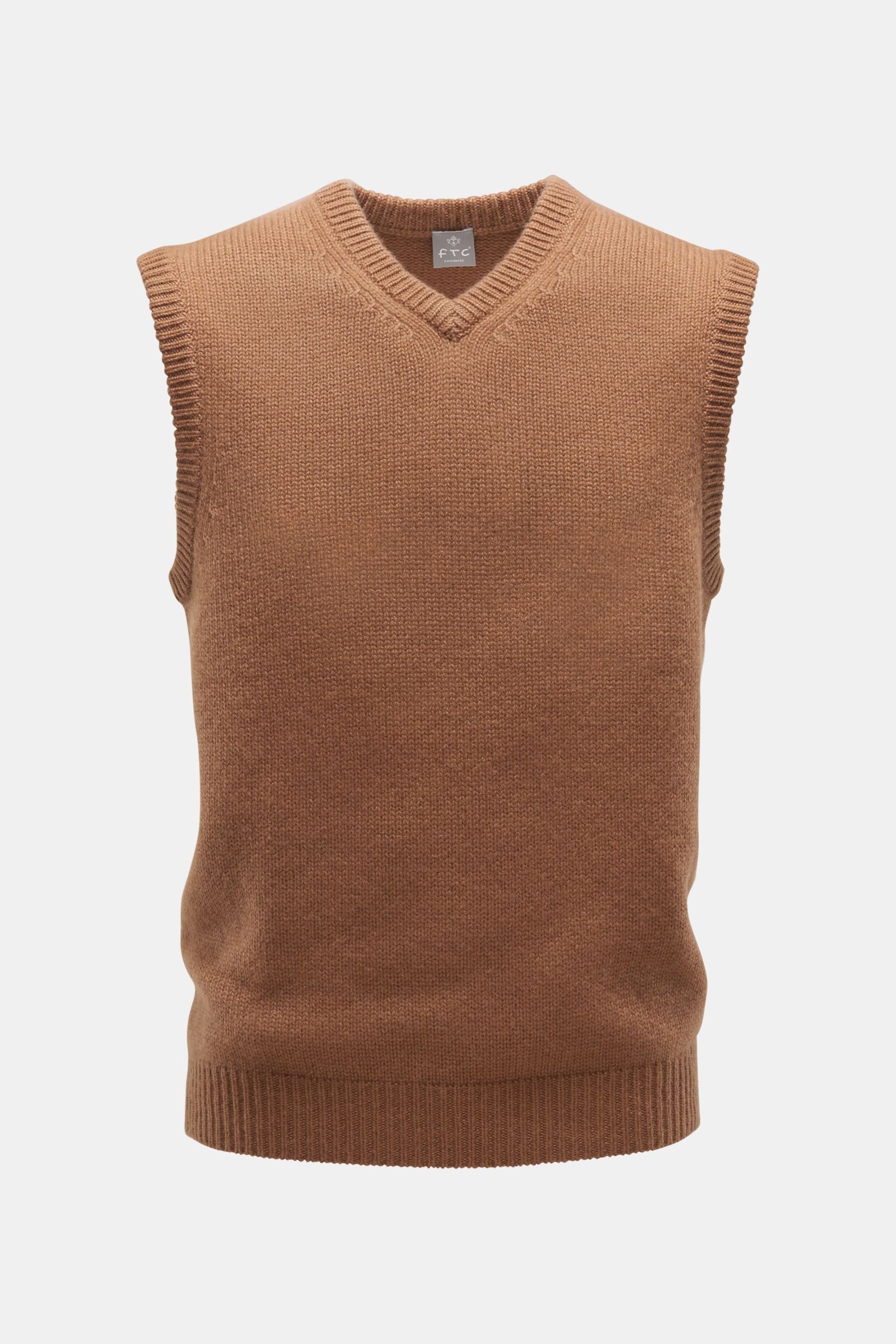 Cashmere v-neck sweater vest brown