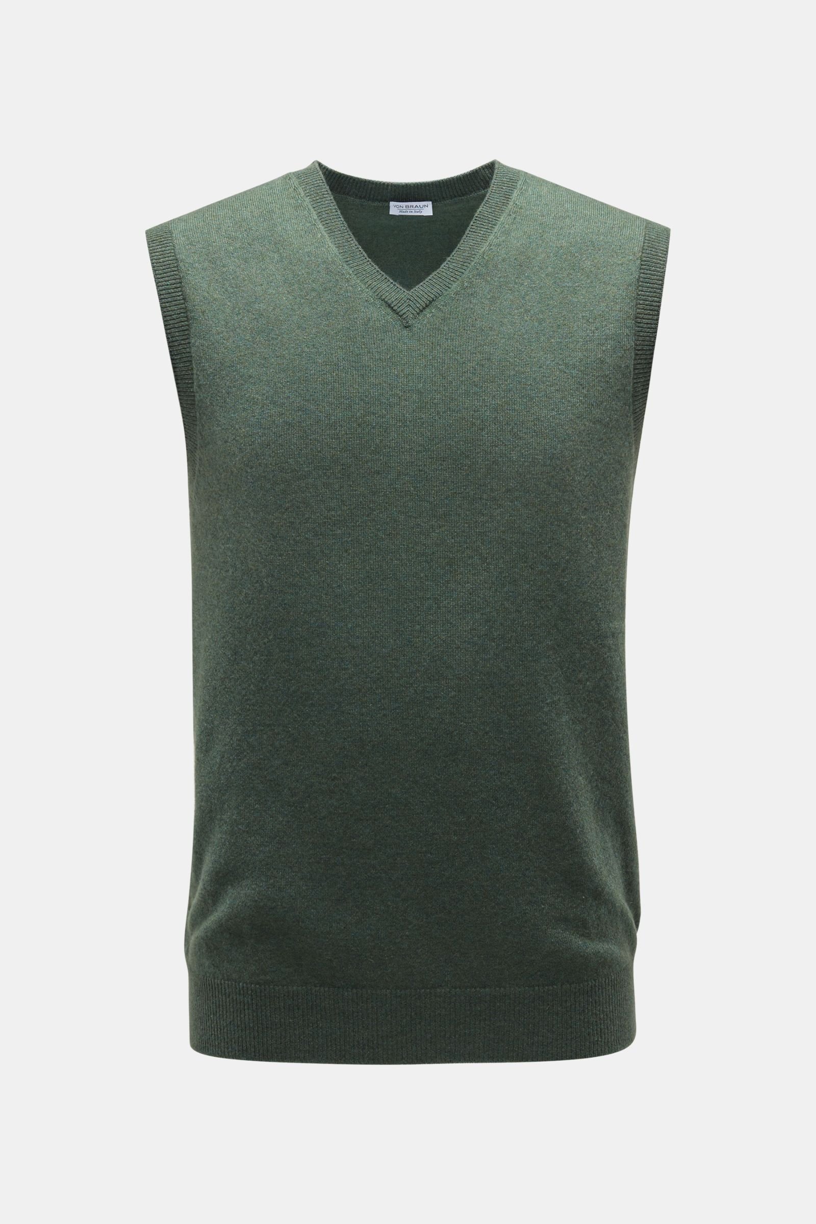 Cashmere V-neck sweater vest grey-green