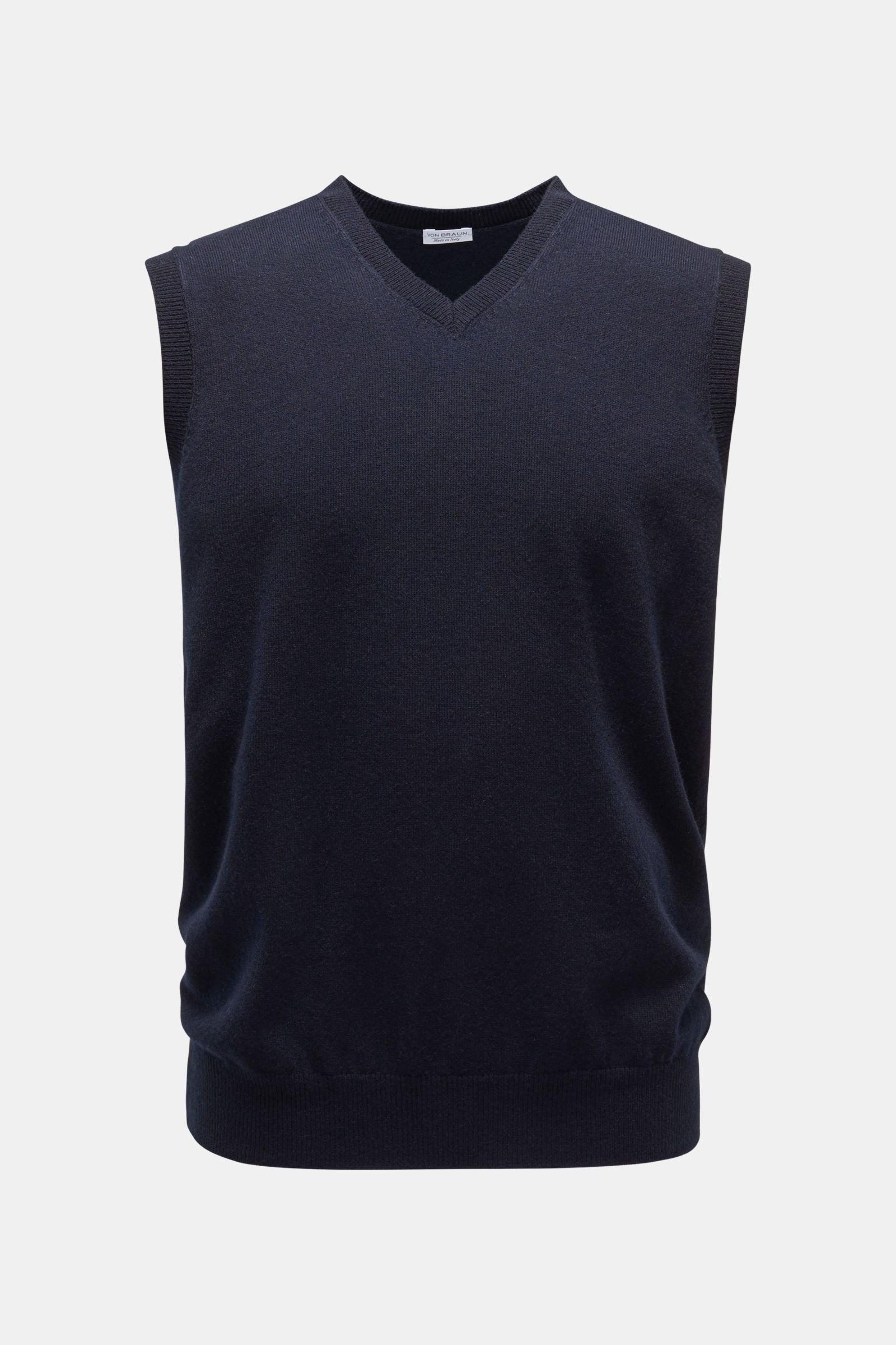 Cashmere V-neck sweater vest dark navy