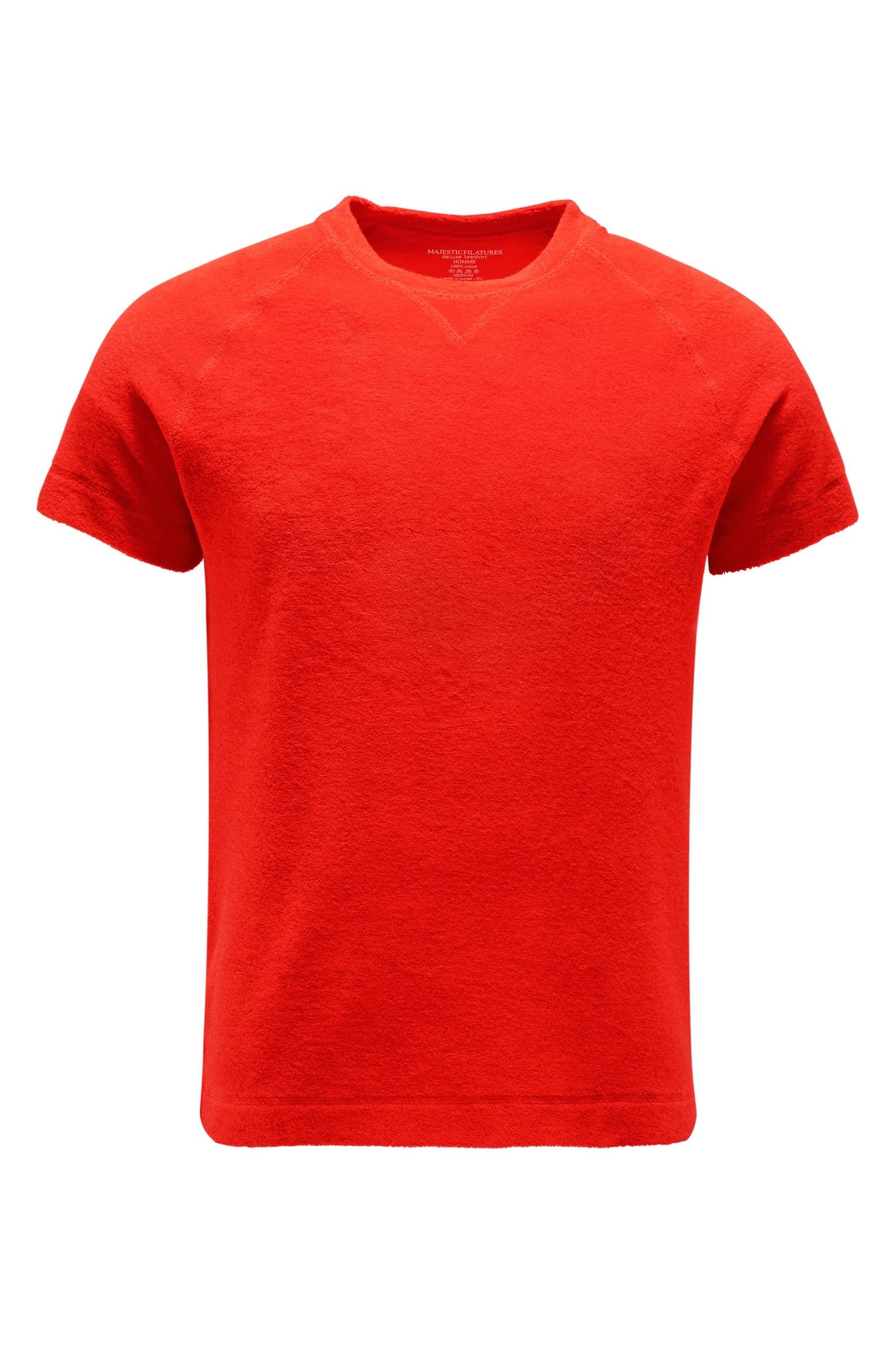 Frottee-Kurzarm-Sweatshirt rot