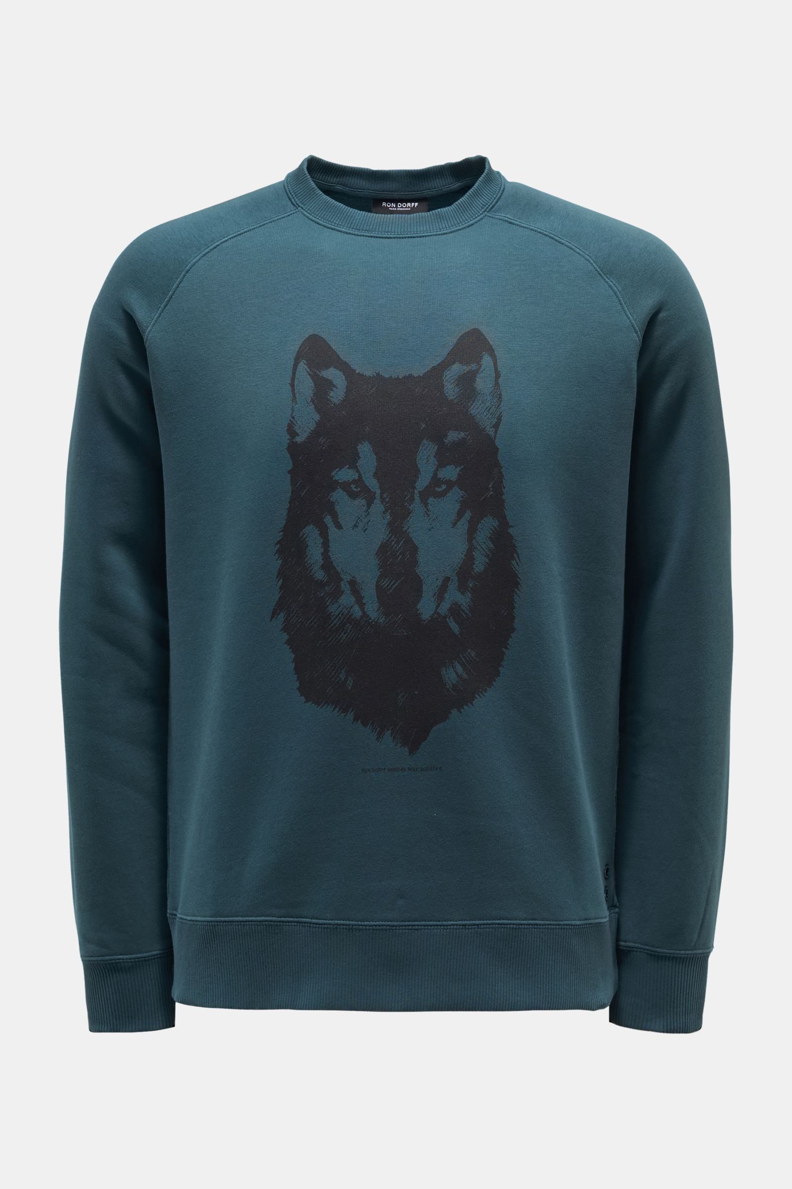Rundhals-Sweatshirt 'Wolf' dunkelgrün