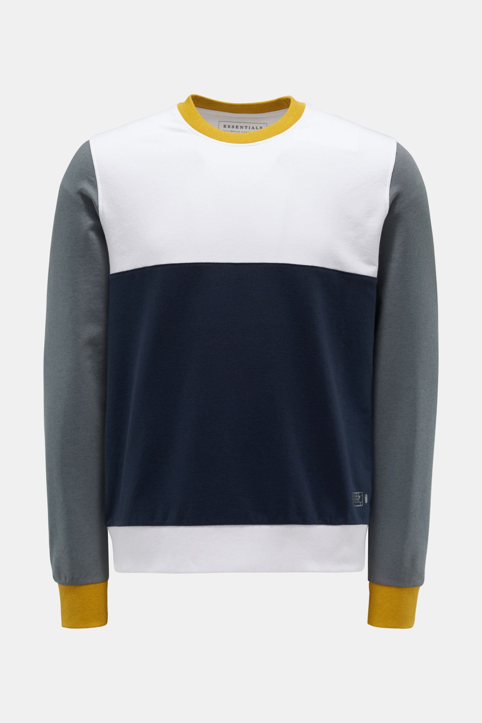Crew neck sweatshirt white/navy/yellow