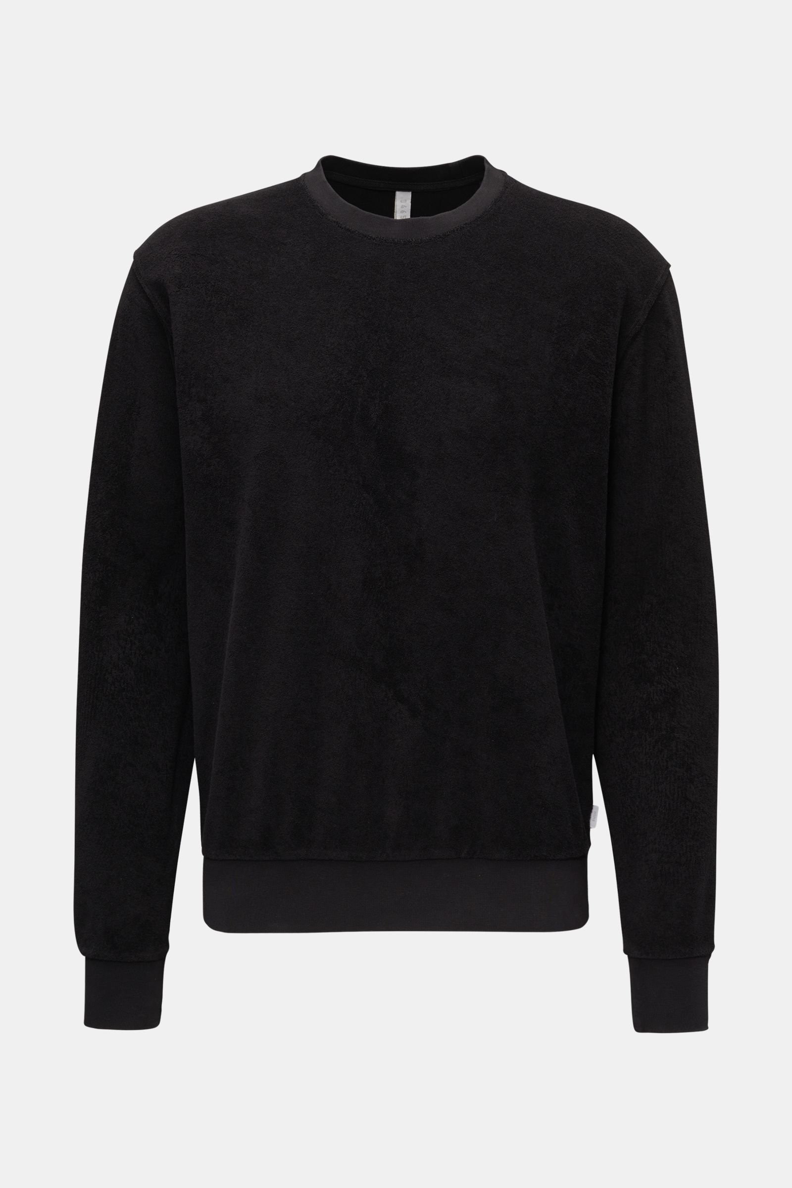 Frottee Rundhals-Sweatshirt schwarz