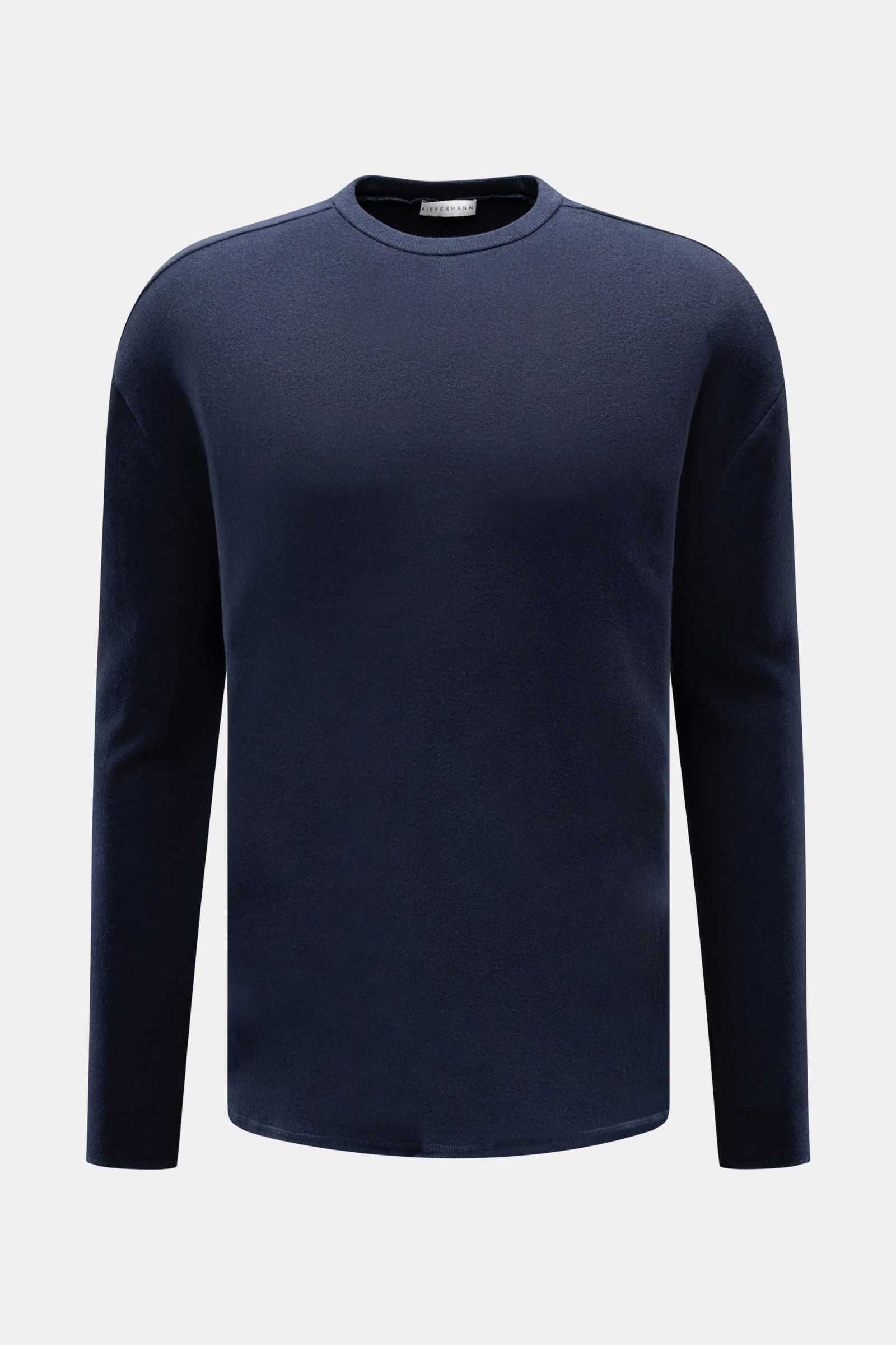 Kiefermann Rundhals-Sweatshirt 'Eugeno' navy, frontale Ansicht, leichter Baumwoll-Microfaser-Mix, Regular Fit, offene Saumkanten, soft.