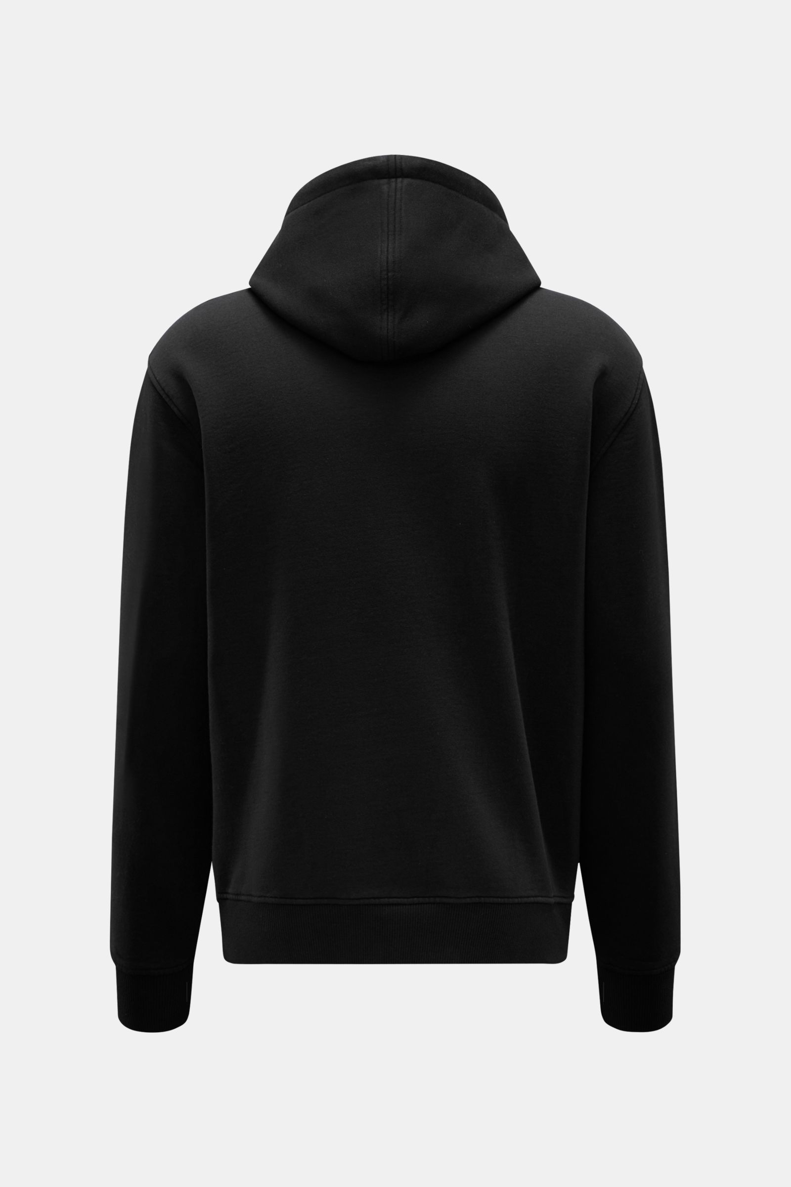 Ami Paris Kapuzenpullover schwarz, Rückansicht, Baumwoll-Sweat mit Kapuze, Kängurutasche, flexiblem Rippbündchen und Logo-Stitching.