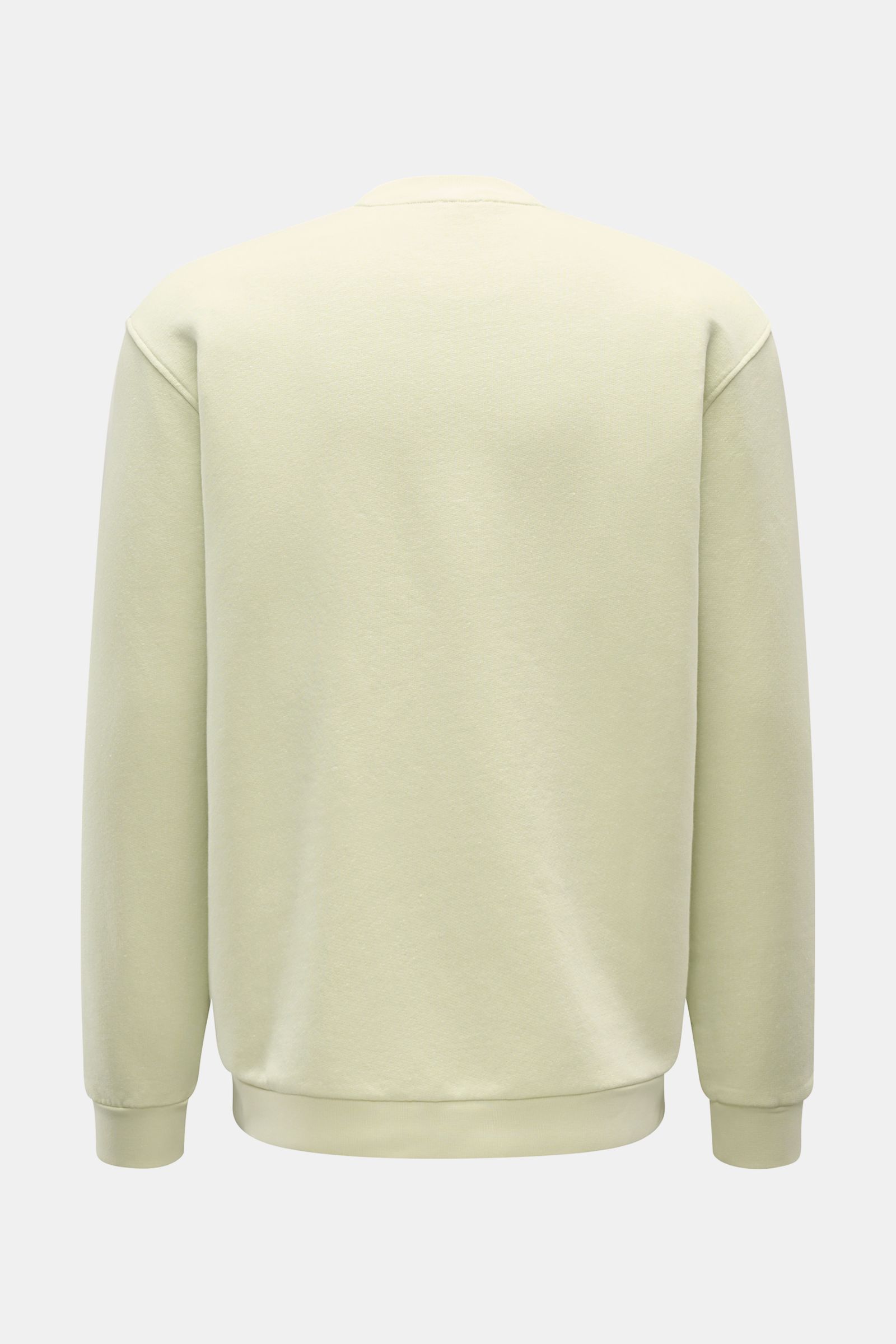 04651/ A trip in a bag Rundhals-Sweatshirt 'CL Crew' pastellgrün, Rückansicht, Regular Fit, Baumwolle-Leinen-Mix, weicher Griff, elastische Rippbündchen.