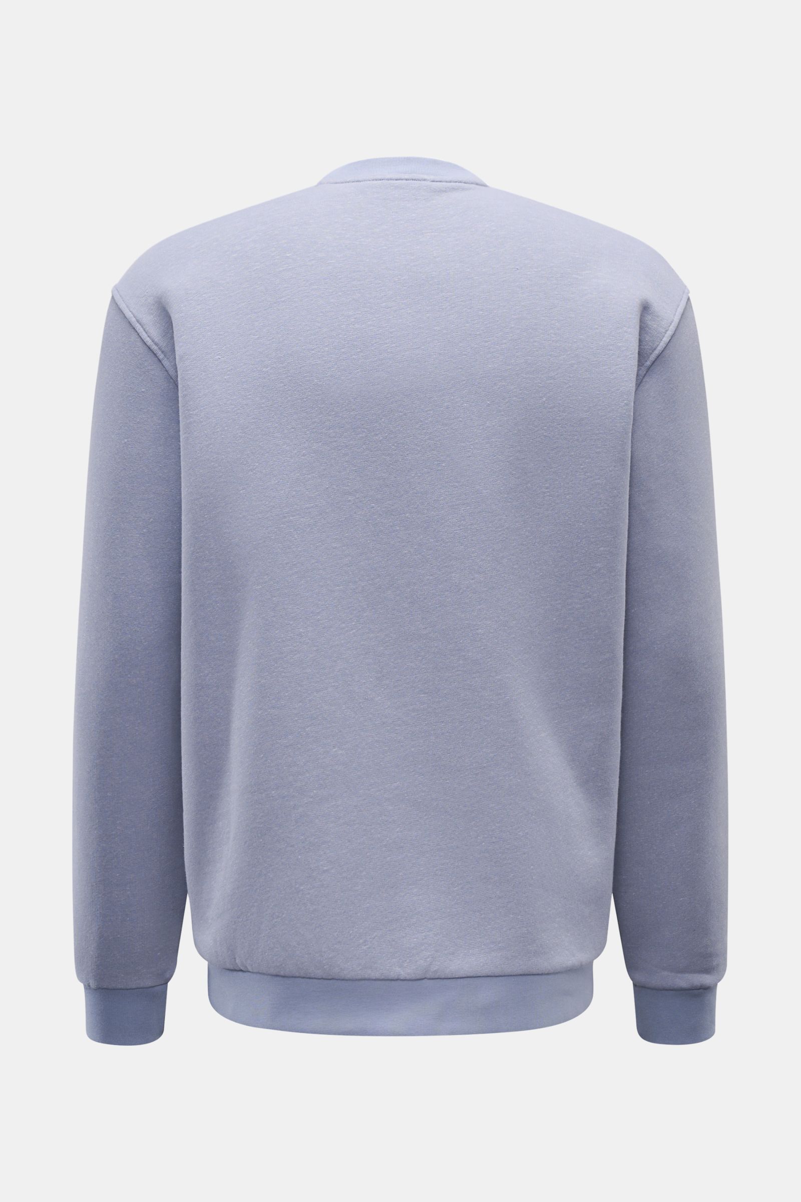 Rückansicht des 04651/ A trip in a bag Rundhals-Sweatshirt 'CL Crew' lavender meliert aus Baumwoll-Leinen-Mix, Regular Fit, weicher Griff.