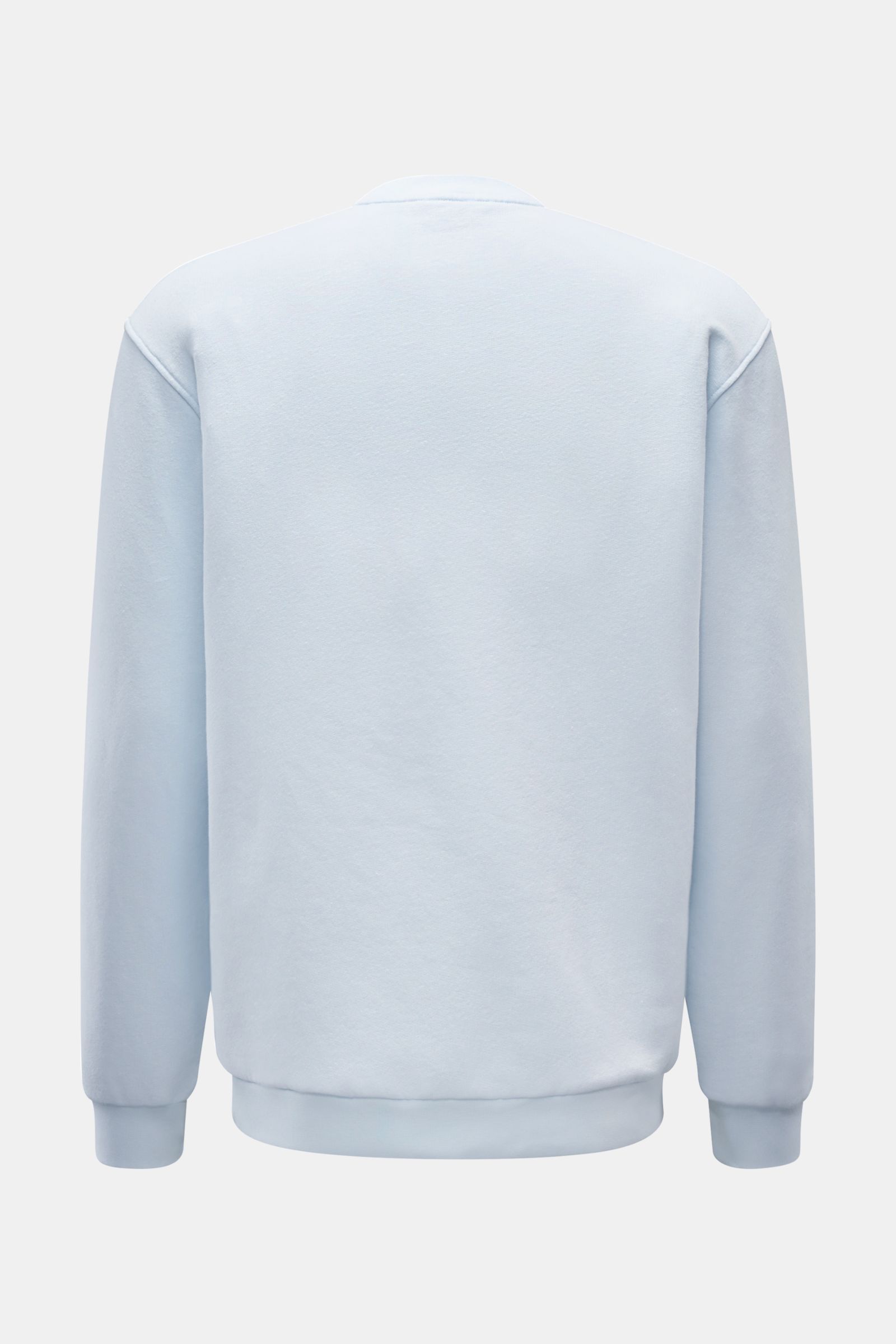 04651/ A trip in a bag Rundhals-Sweatshirt 'CL Crew' pastellblau, Rückansicht, Regular Fit, Baumwolle-Leinen-Mix, weicher Griff, elastische Rippbündchen.