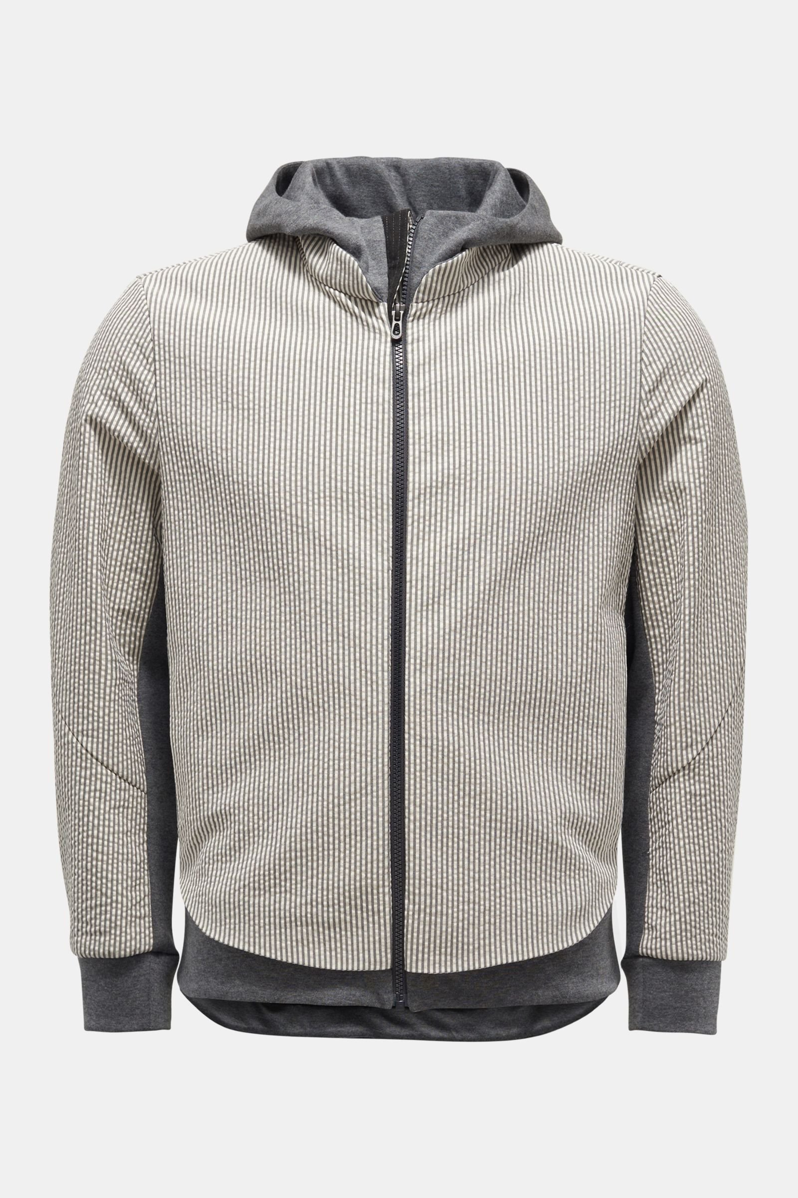 Seersucker sweat jacket 'Tailorhood N55' dark grey/off-white striped