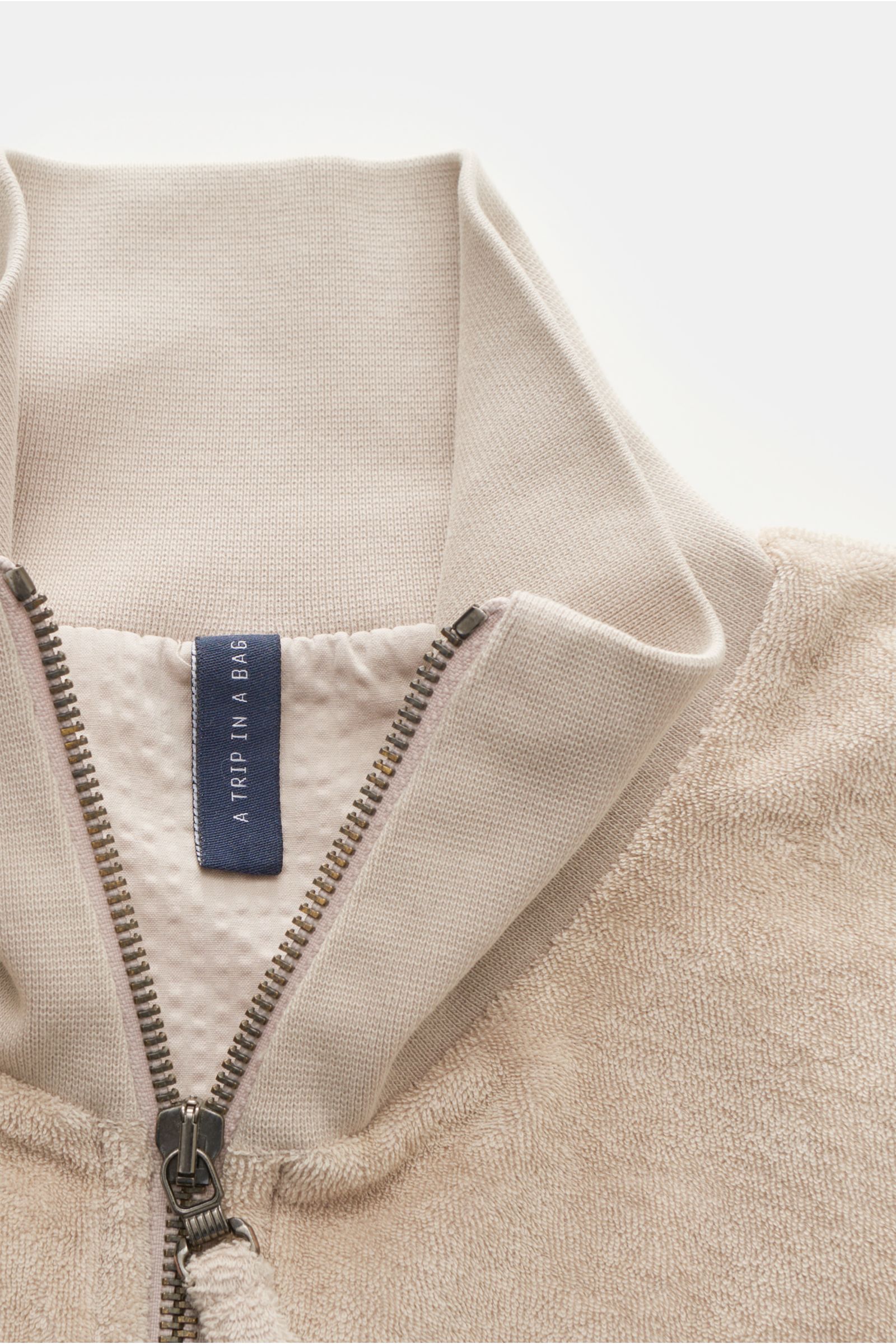 04651/ A trip in a bag Terry sweat jacket 'Terry Bomber' beige