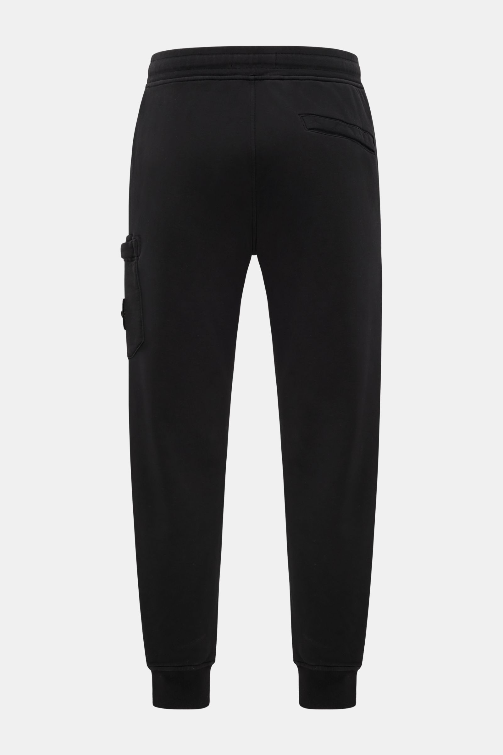 Stone Island Cargo-Sweatpants schwarz, Rückansicht, Baumwoll-Sweathose mit elastischem Bund, Nahttaschen, Cargo-Tasche, Gesäßtasche mit Druckknopf.